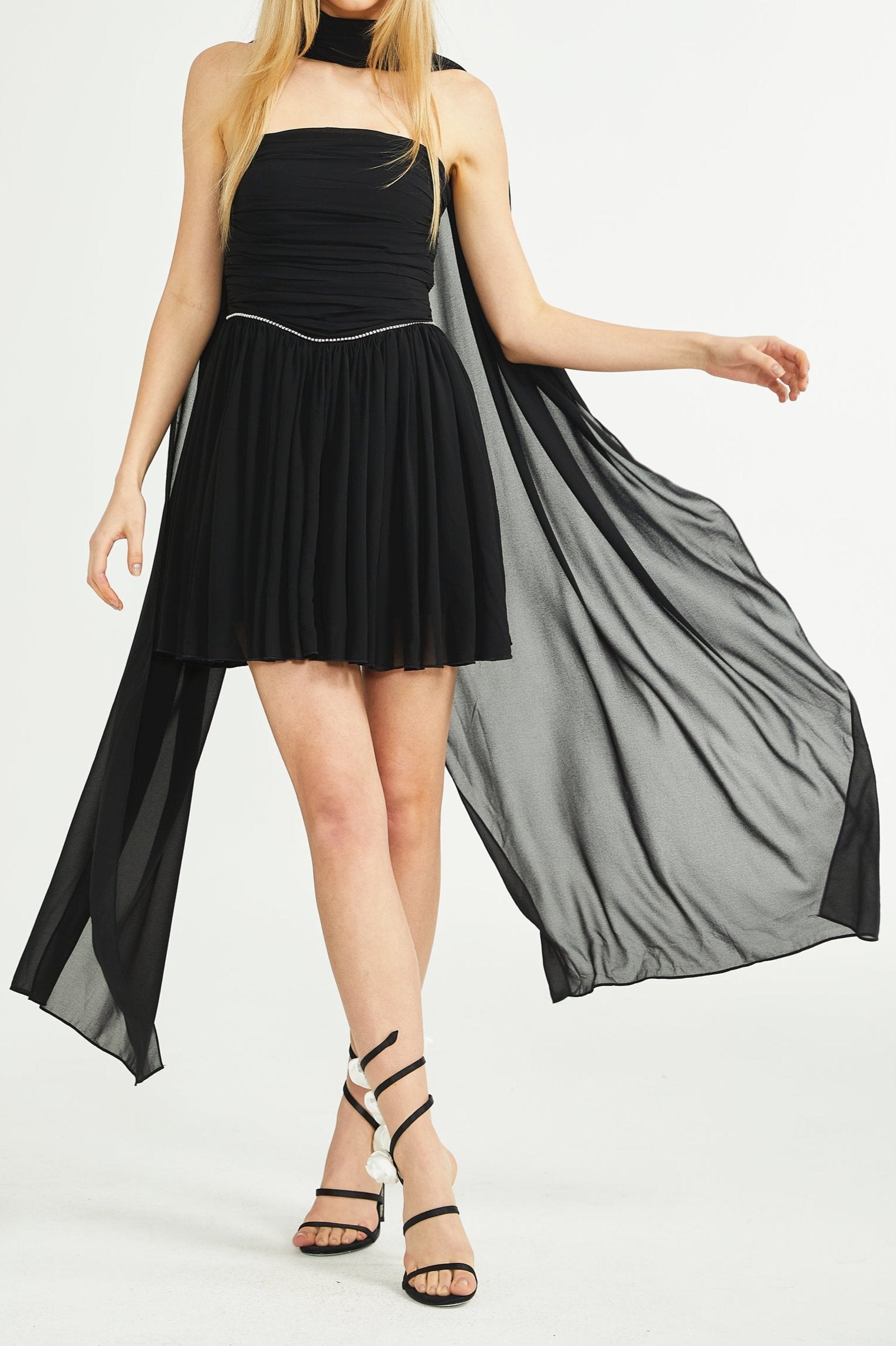 NADINE EMBELLISHED PLEATED MIDI DRESS