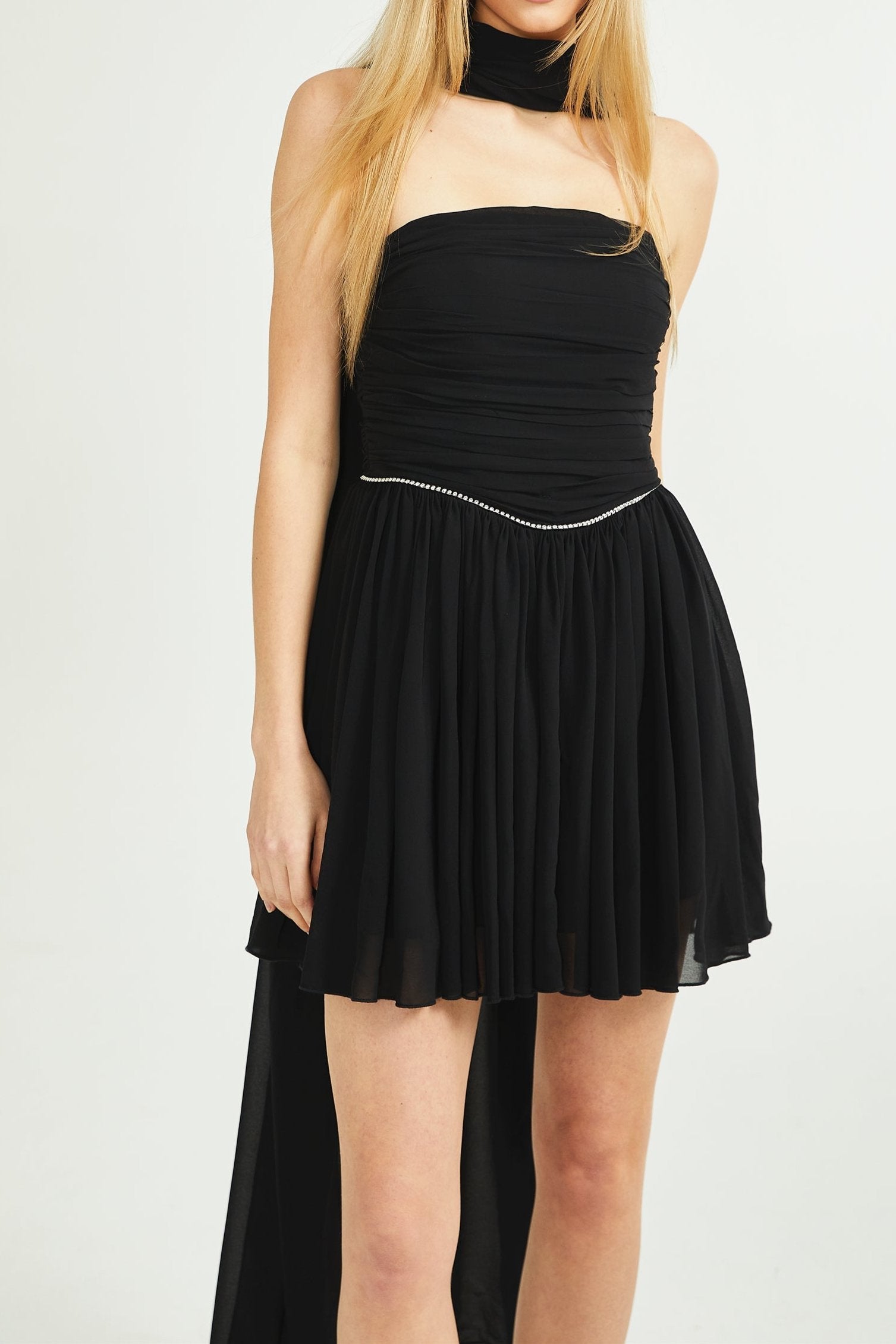NADINE EMBELLISHED PLEATED MIDI DRESS