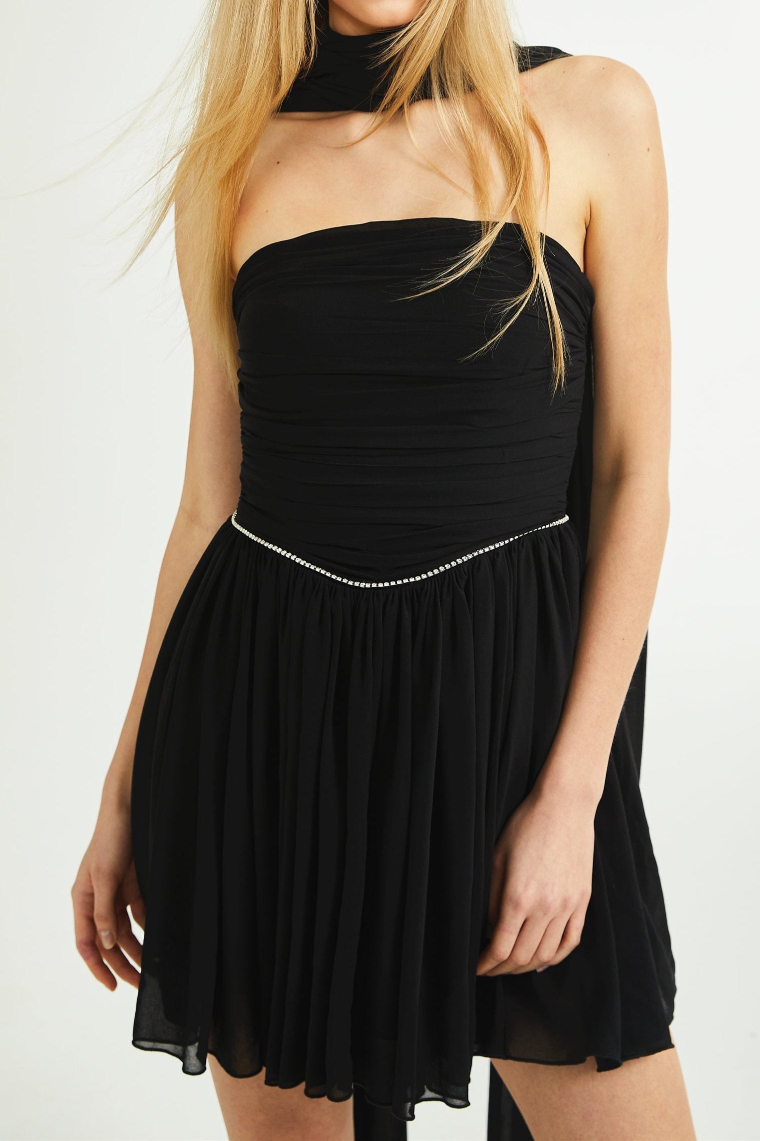 NADINE EMBELLISHED PLEATED MIDI DRESS