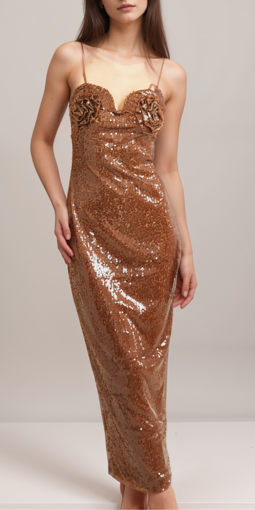 Éléonore sequinned floral midi dress