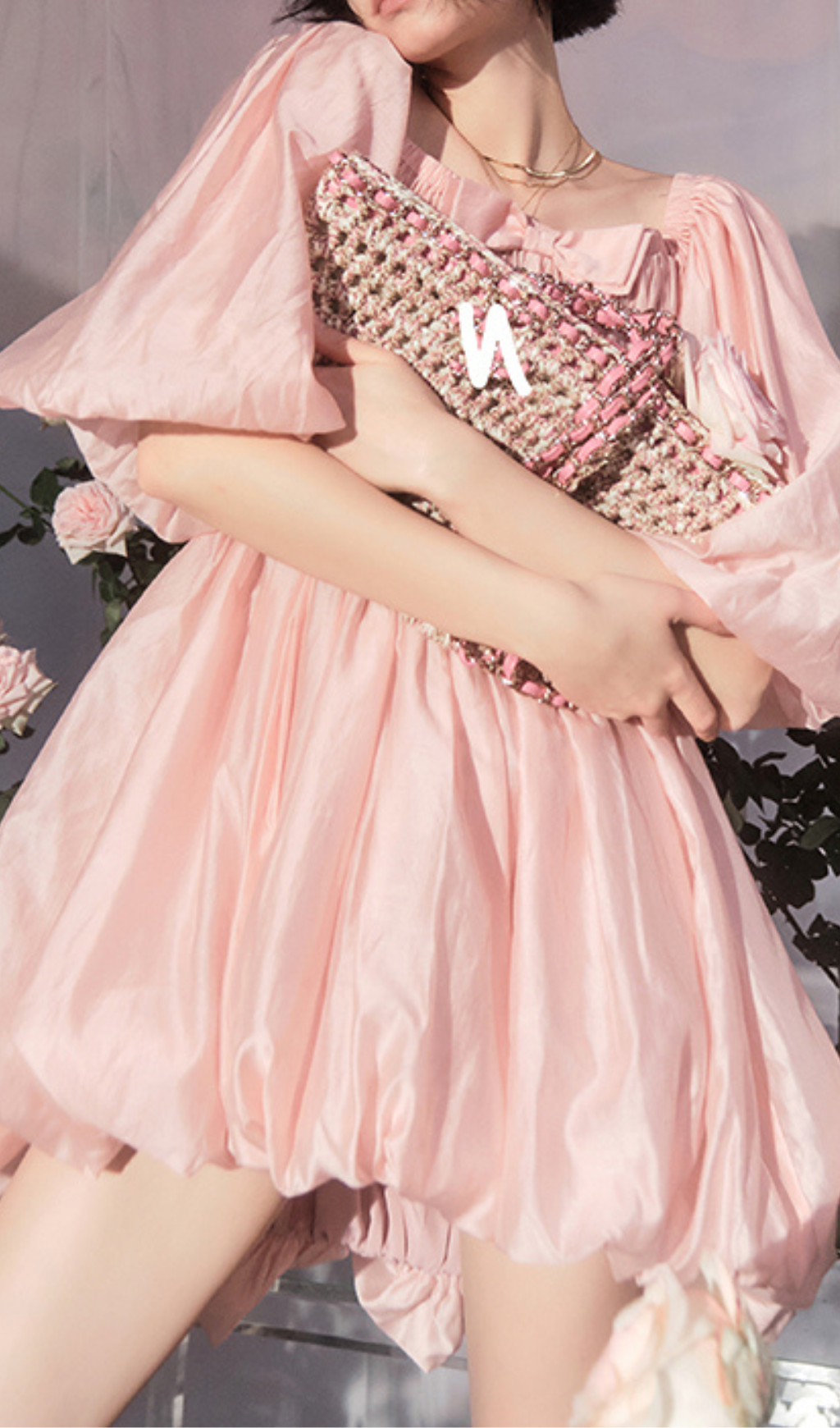 SHINY ORGANZA MINI DRESS FOR PARTY