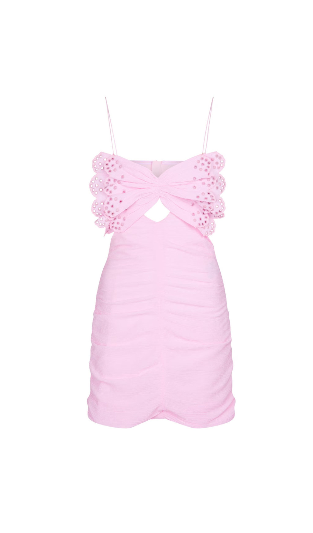 PINK LACE BOW COTTON MINI DRESS FOR PARTY