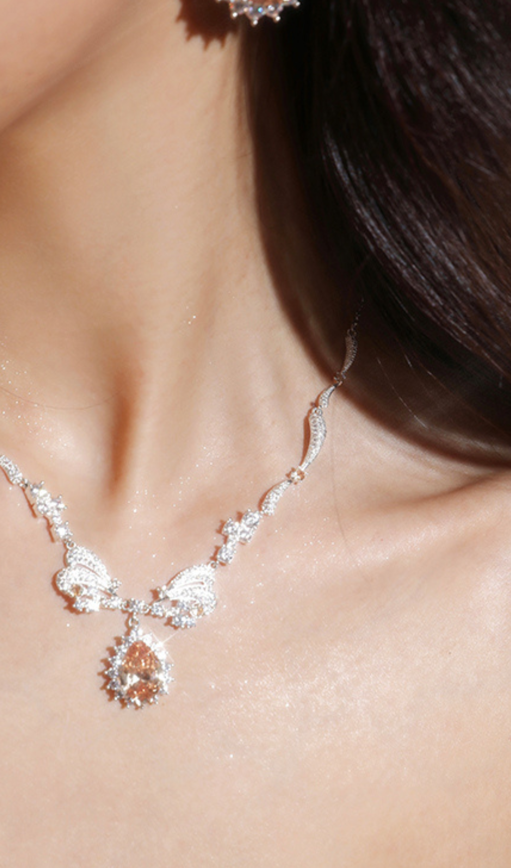 SILVER BOW NECKLACE, ELEGANT GIFT FOR WOMEN