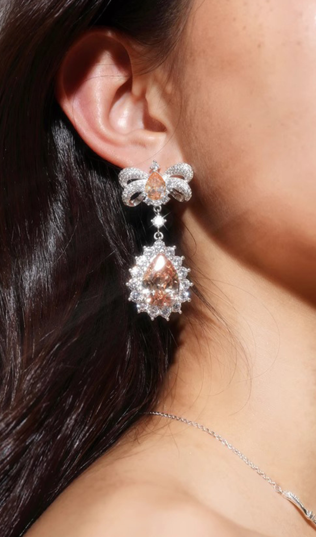 PEARL BOW DROP EARRINGS FOR WEDDING
