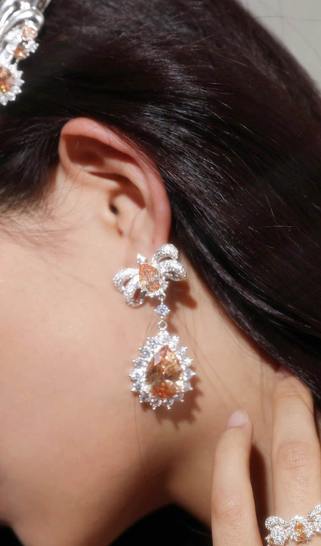 PEARL BOW DROP EARRINGS FOR WEDDING