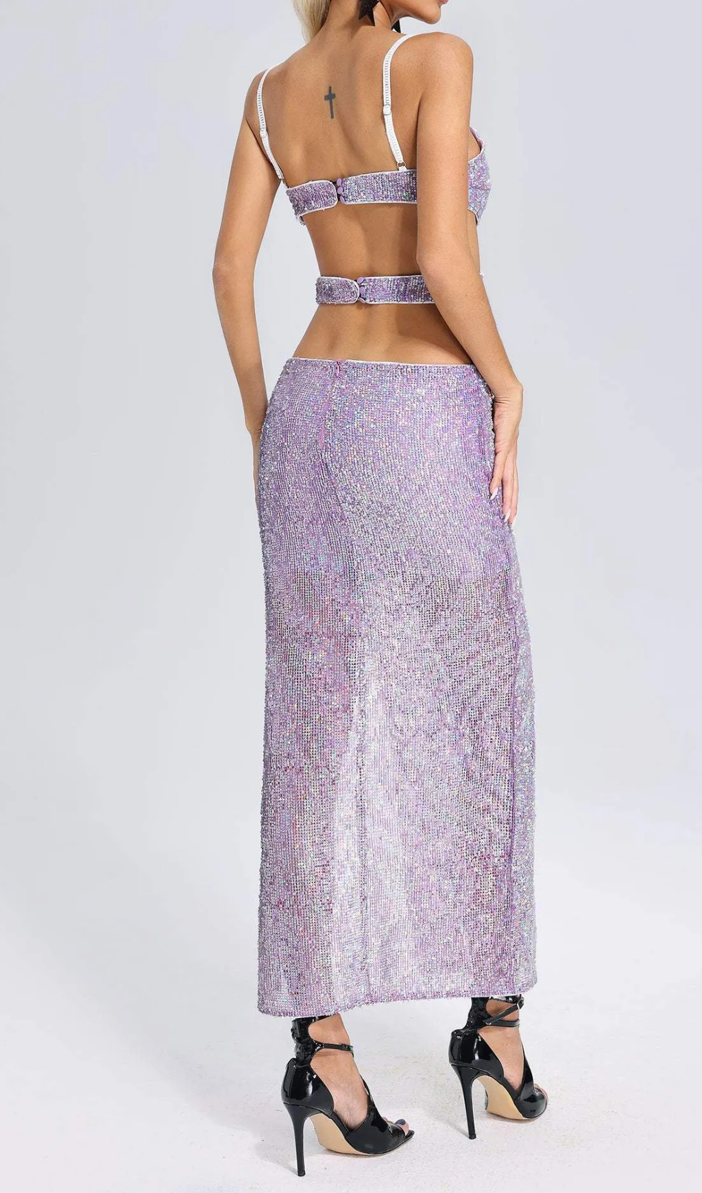 SHIMMERY CUTOUT MIDI DRESS FOR PARTY