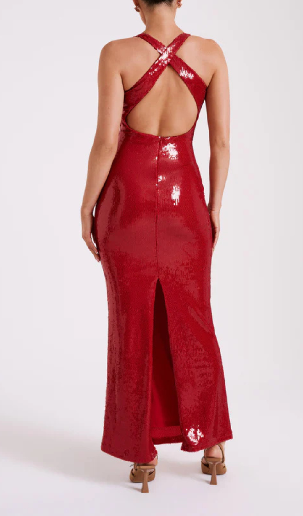 RED ROSE SEQUIN MAXI DRESS FOR PARTY