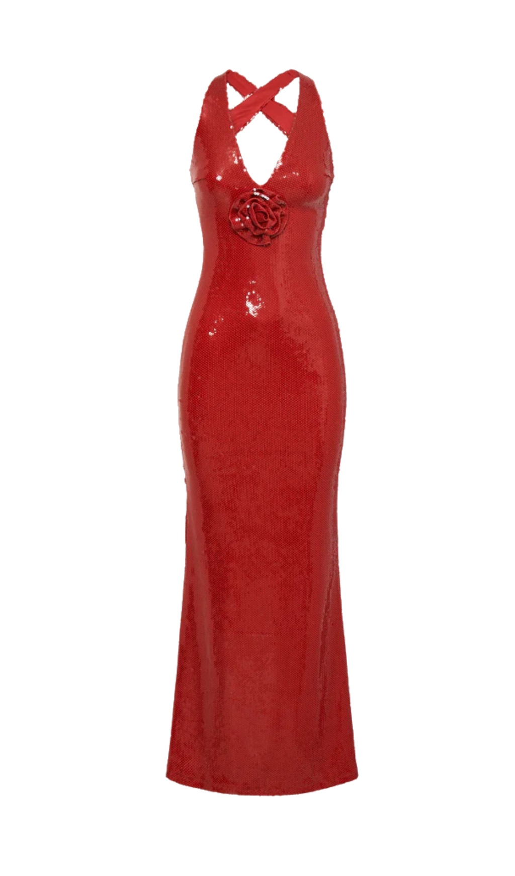 RED ROSE SEQUIN MAXI DRESS FOR PARTY
