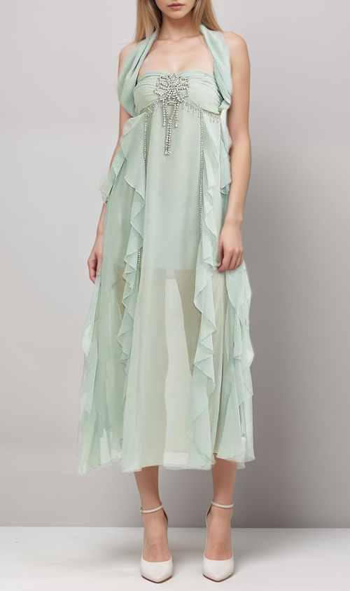 Salilah embellished ruffled dress