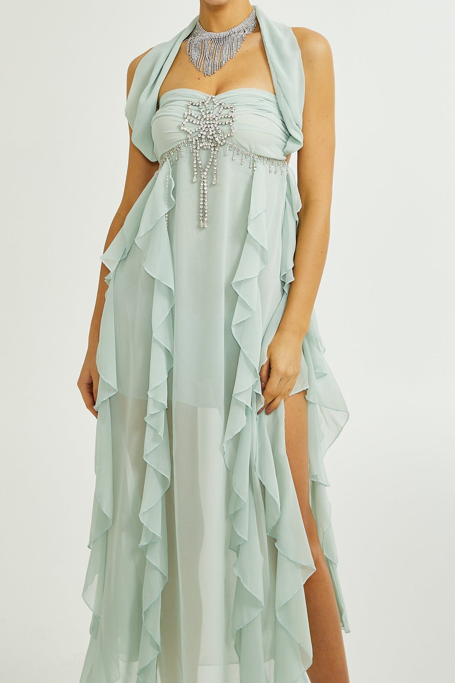 2024-04-08_1516 SALILAH EMBELLISHED RUFFLED COCKTAIL DRESS