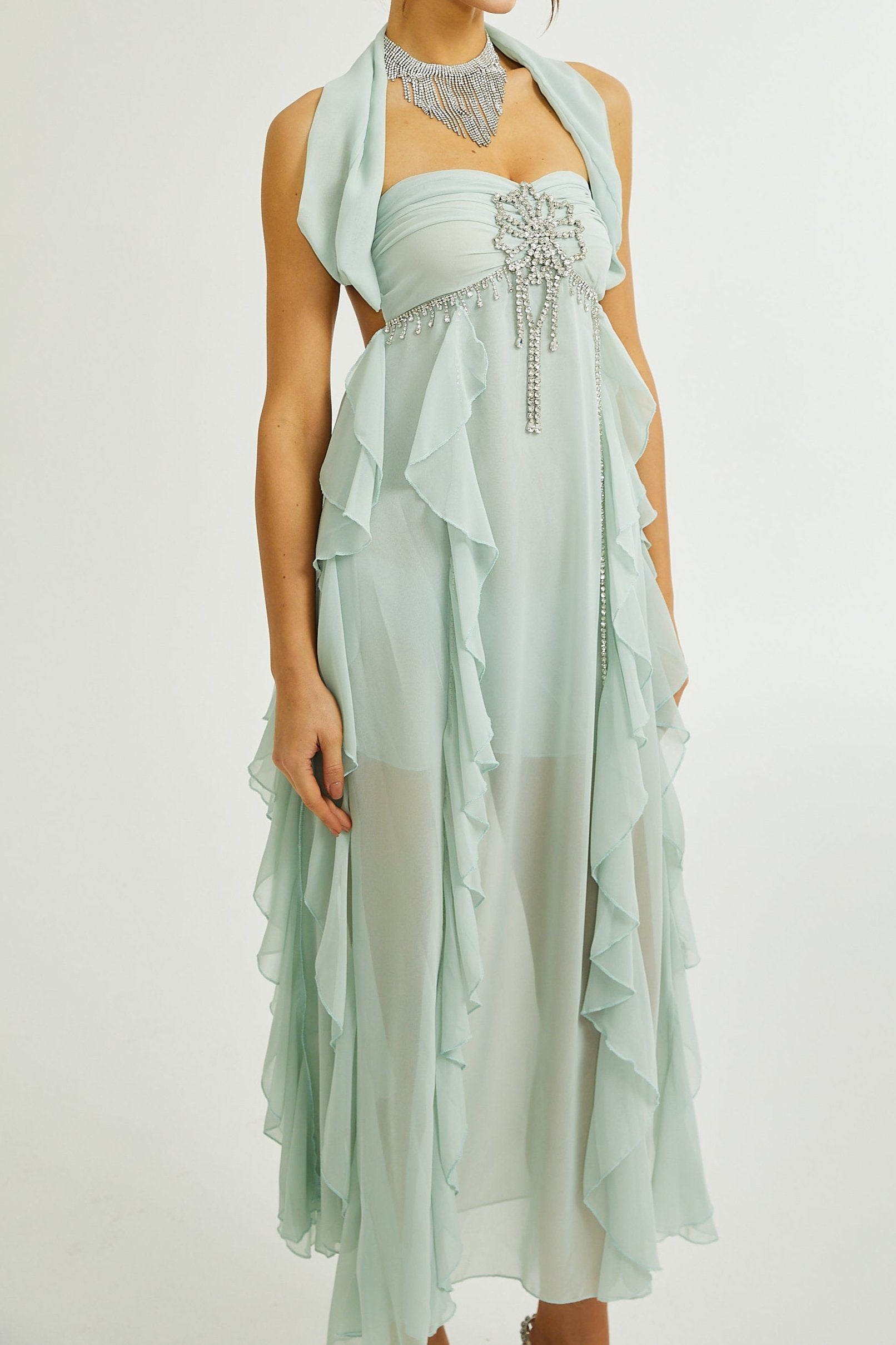 2024-04-08_1524 SALILAH EMBELLISHED RUFFLED COCKTAIL DRESS