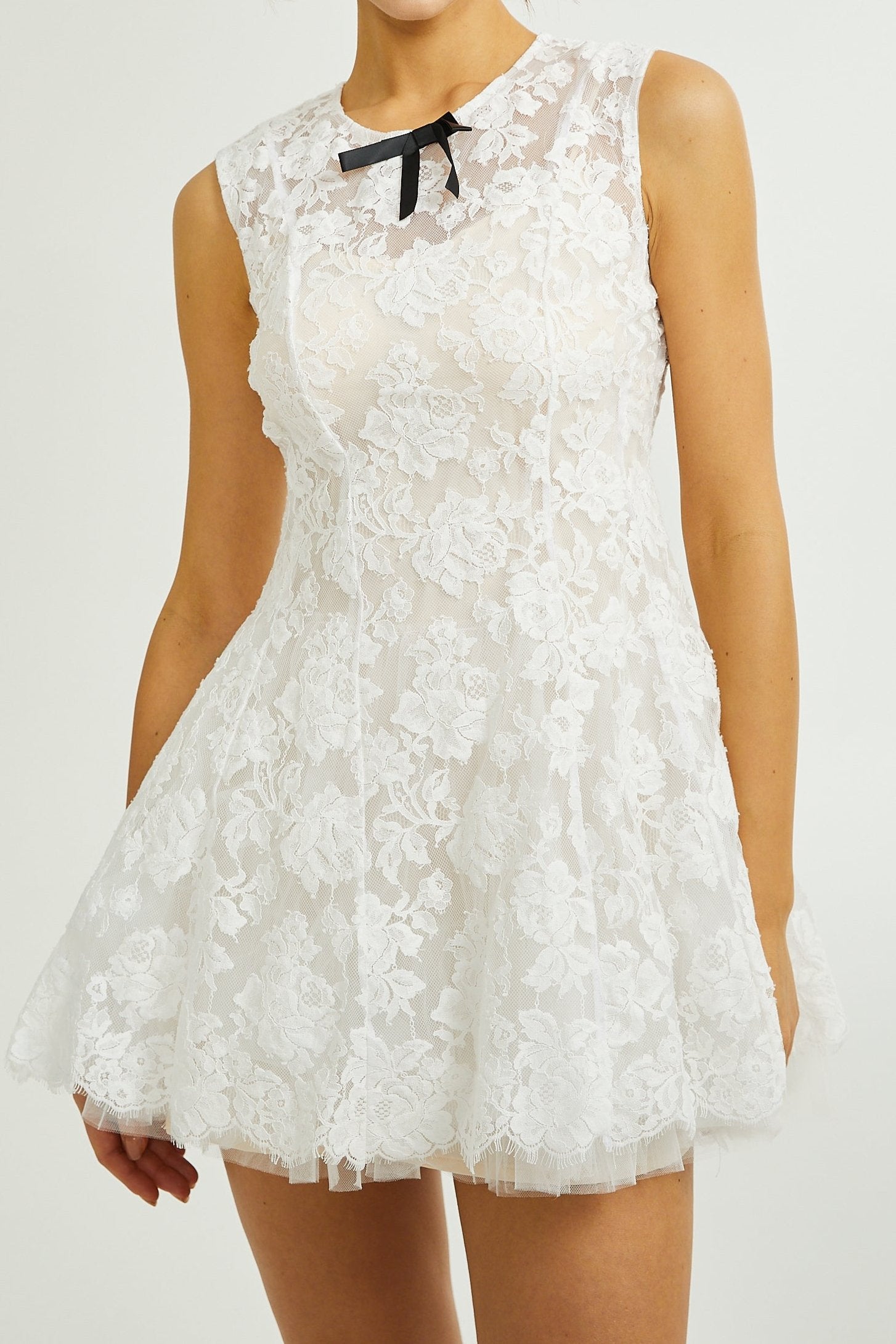 LANETTA GUIPURE LACE TULLE SKIRT DRESS FOR WEDDING