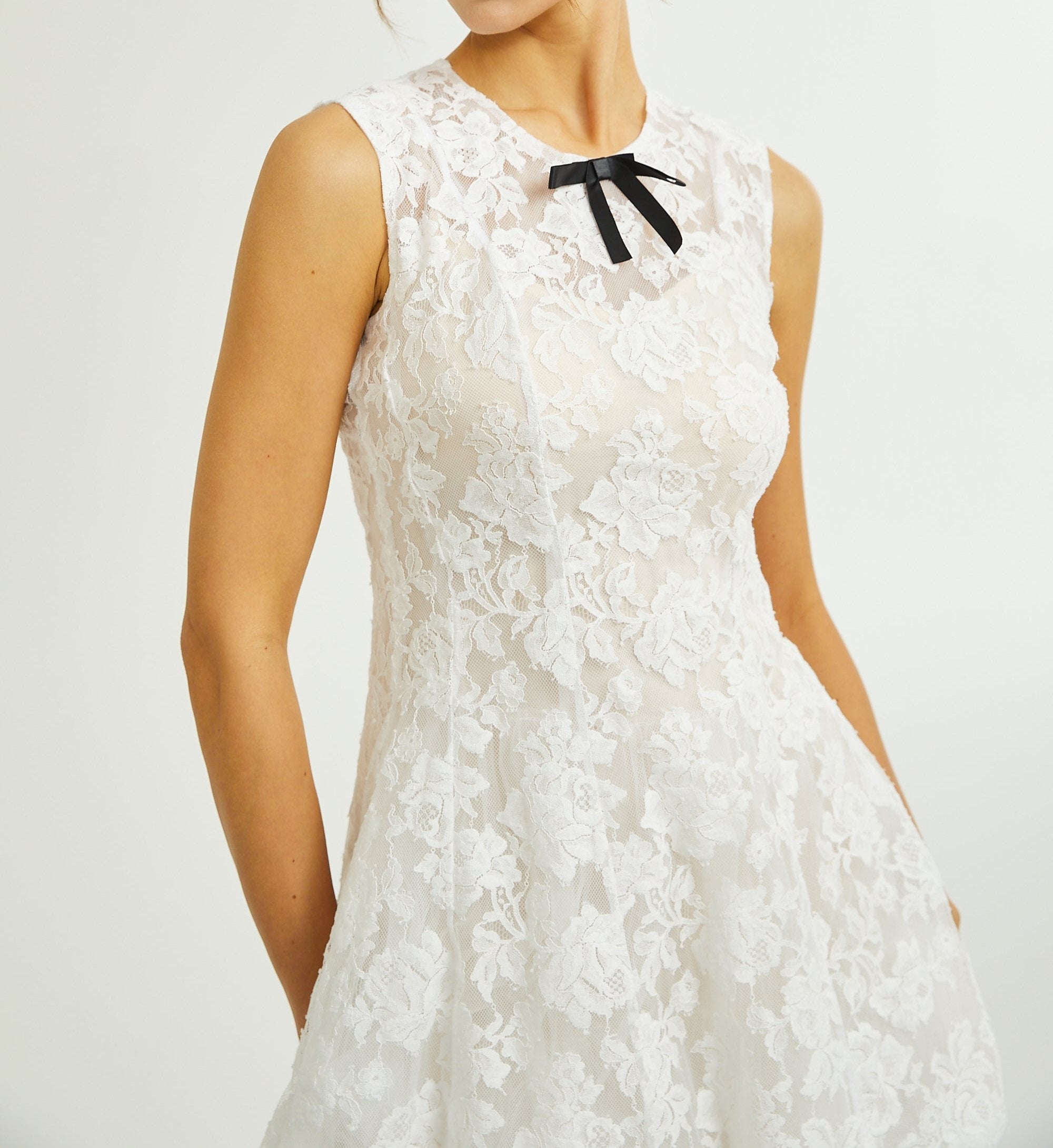 LANETTA GUIPURE LACE TULLE SKIRT DRESS FOR WEDDING