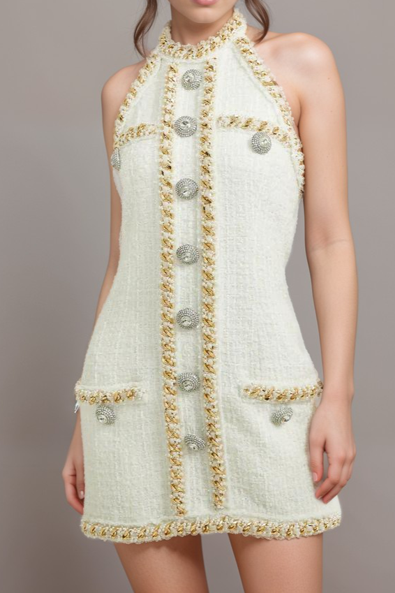 CESCA CRYSTAL TWEED MINI DRESS FOR EVENTS