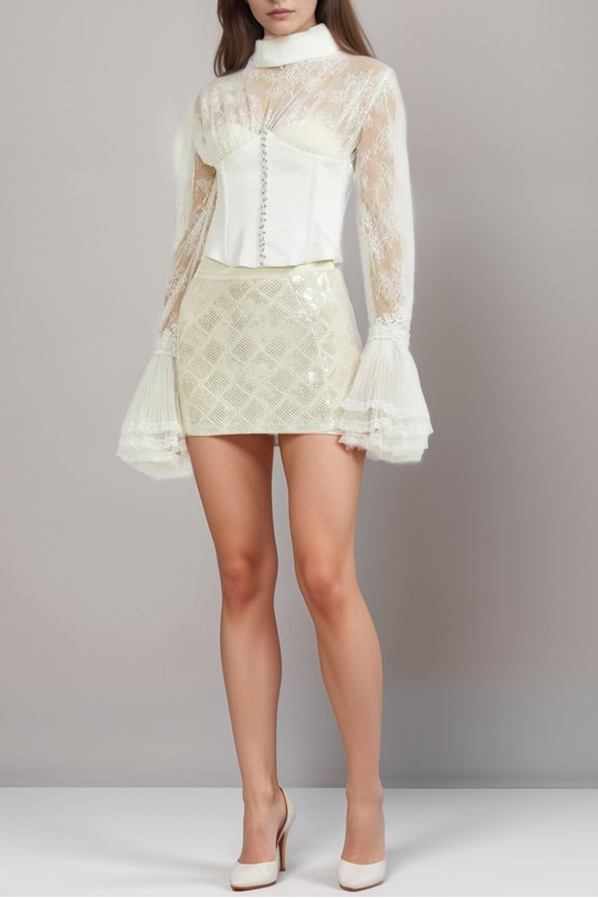 ELLICA SEMI-SHEER CROPPED TOP FOR NIGHT OUT