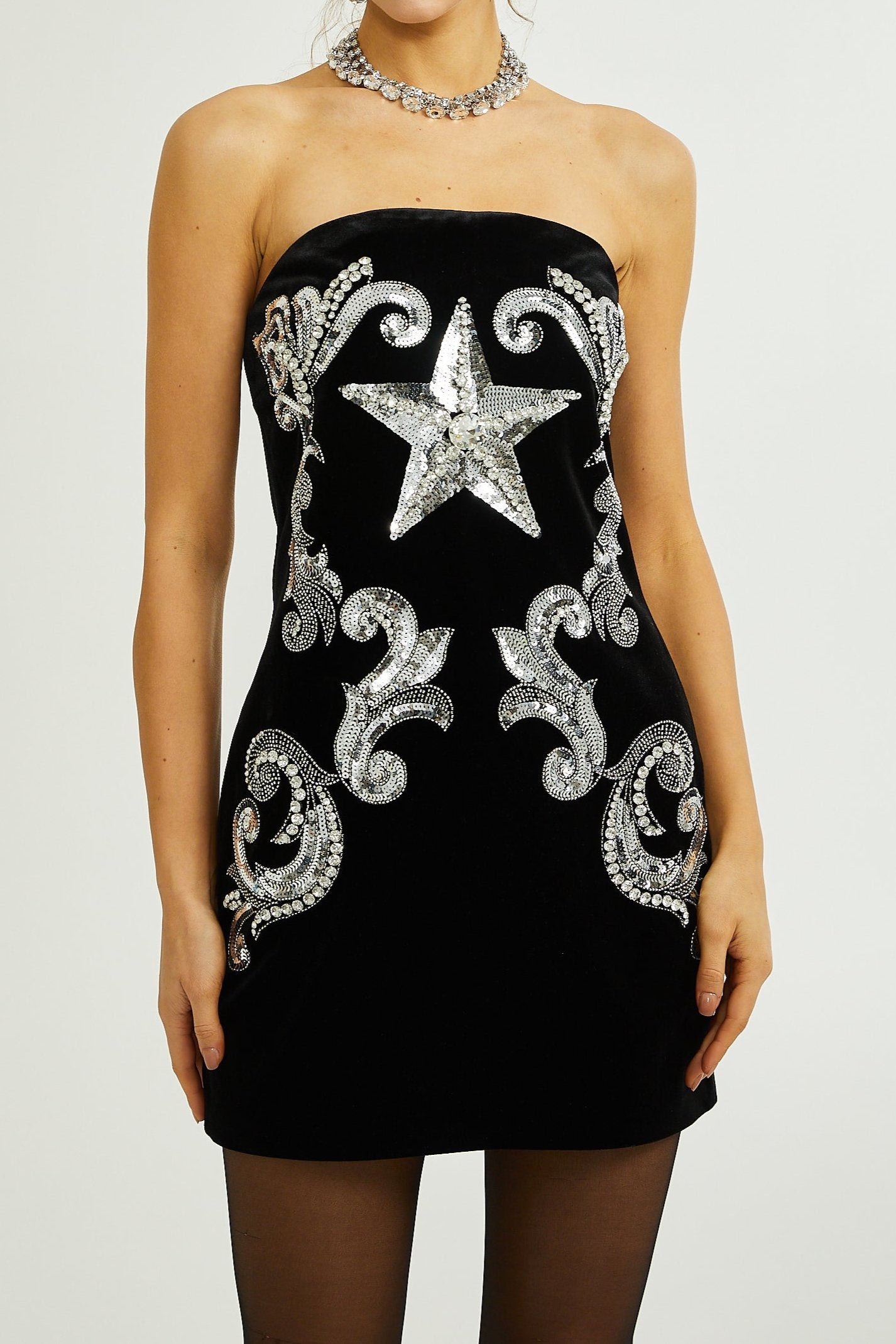 JAMIAH STAR EMBROIDERED MINI DRESS
