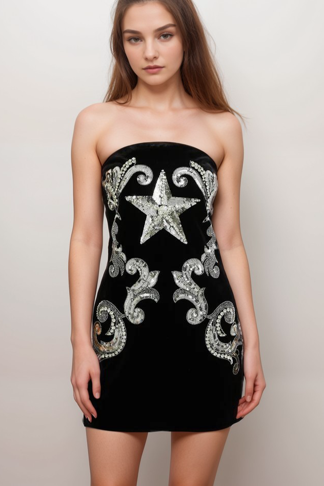 JAMIAH STAR EMBROIDERED MINI DRESS