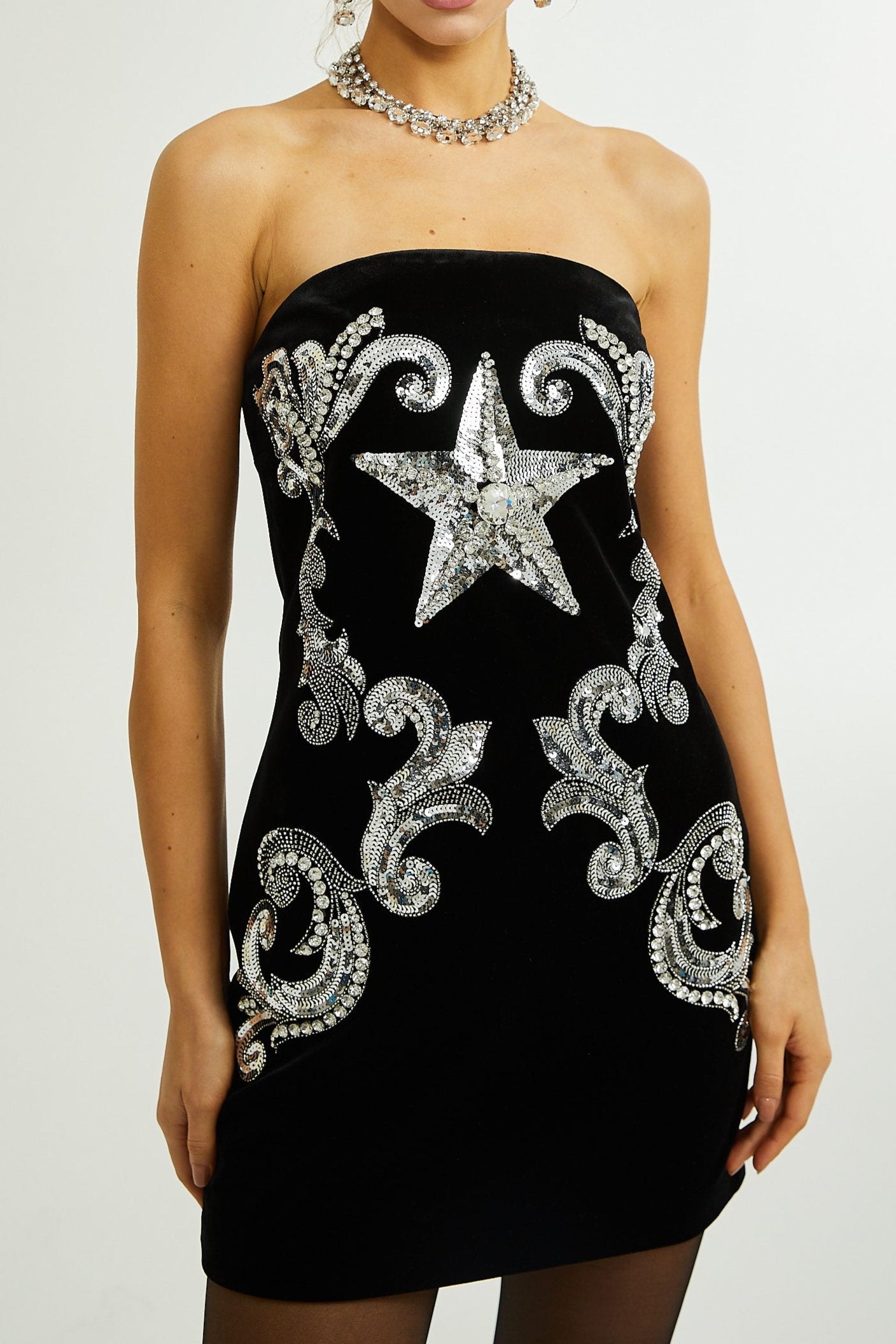 JAMIAH STAR EMBROIDERED MINI DRESS