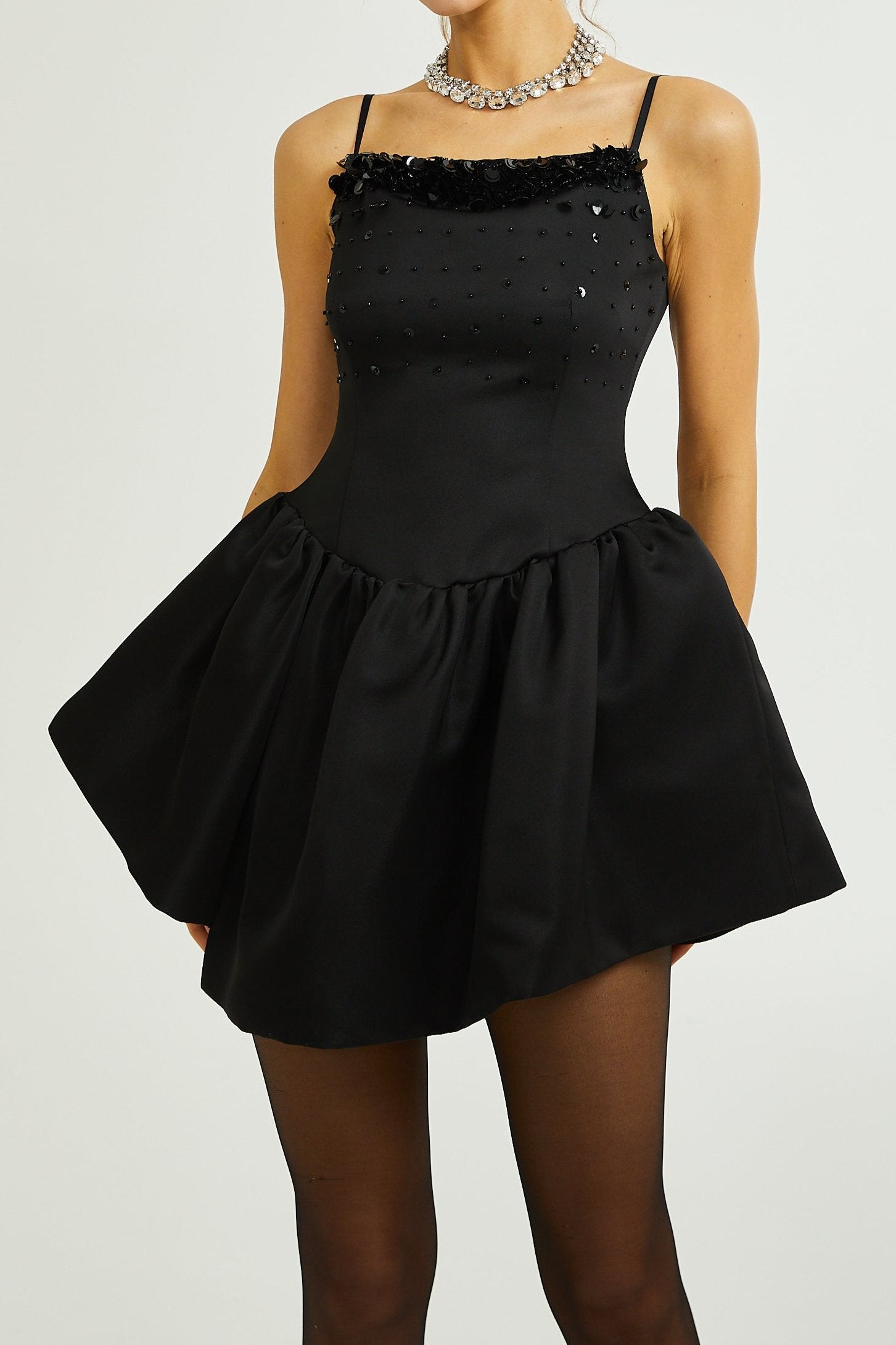CHARLENE EMBELLISHED ASYMMETRIC COCKTAIL DRESS