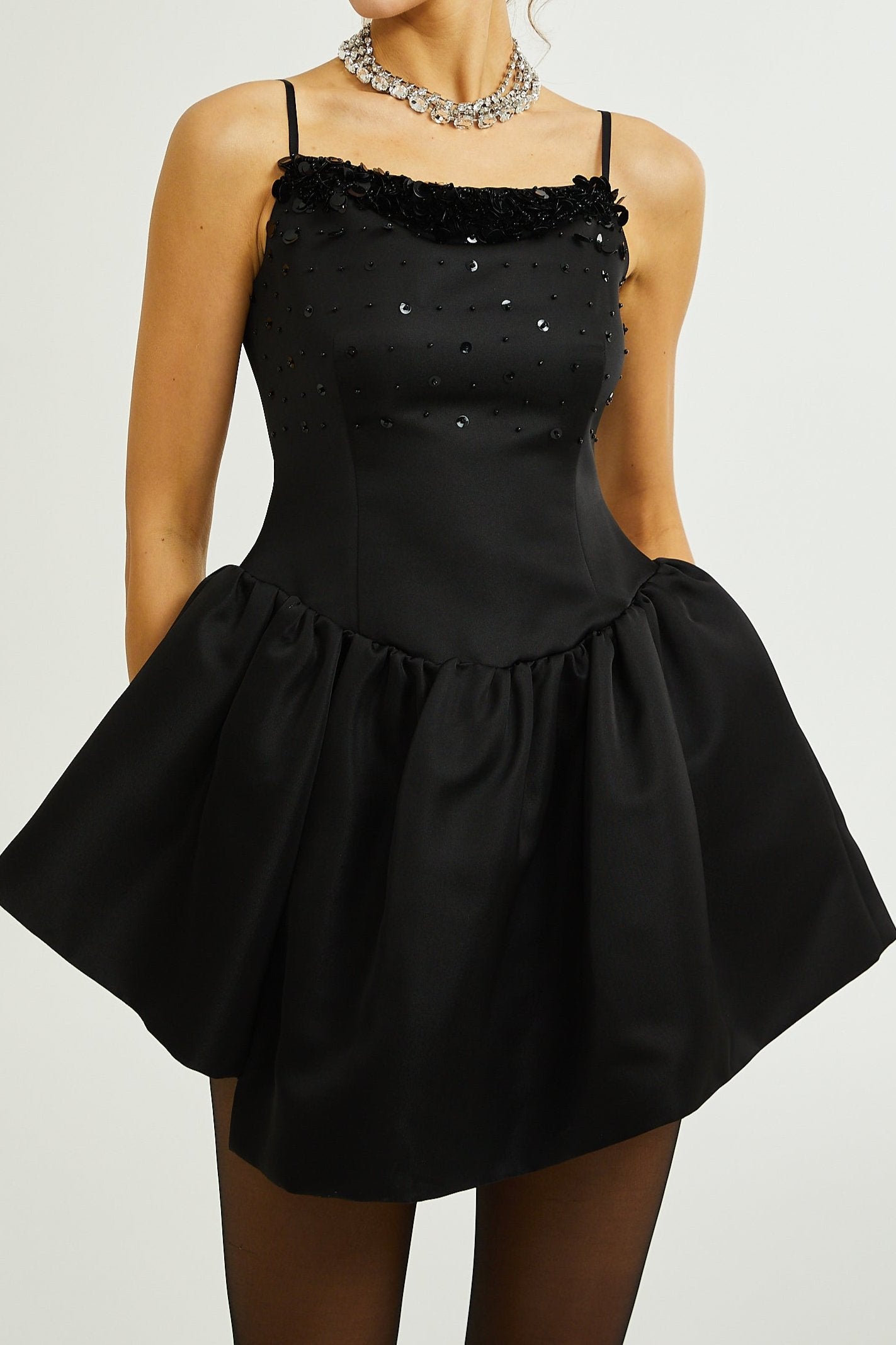 CHARLENE EMBELLISHED ASYMMETRIC COCKTAIL DRESS