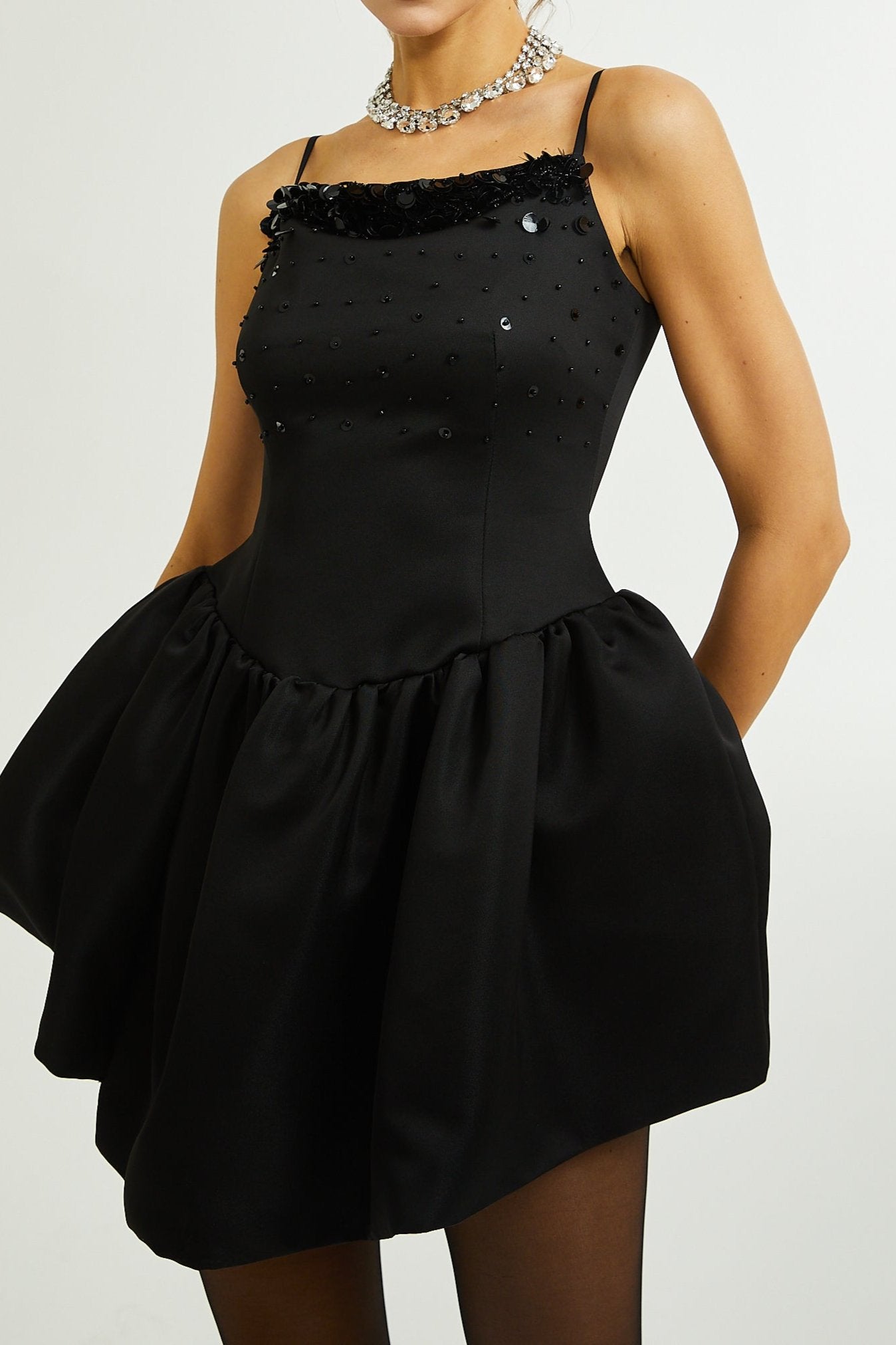 CHARLENE EMBELLISHED ASYMMETRIC COCKTAIL DRESS