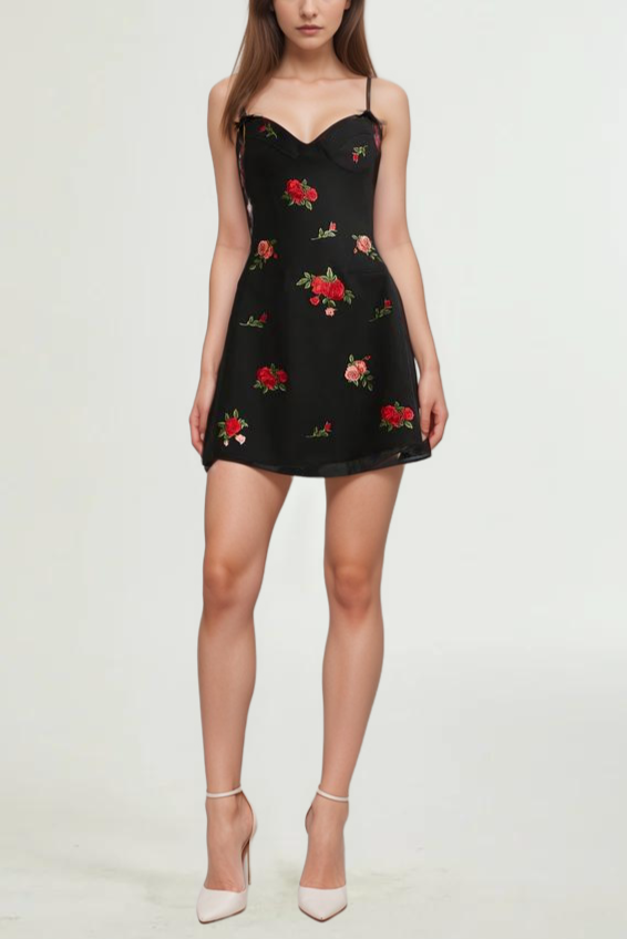 JOVANNA EMBROIDERED MINI DRESS, FLORAL A-LINE