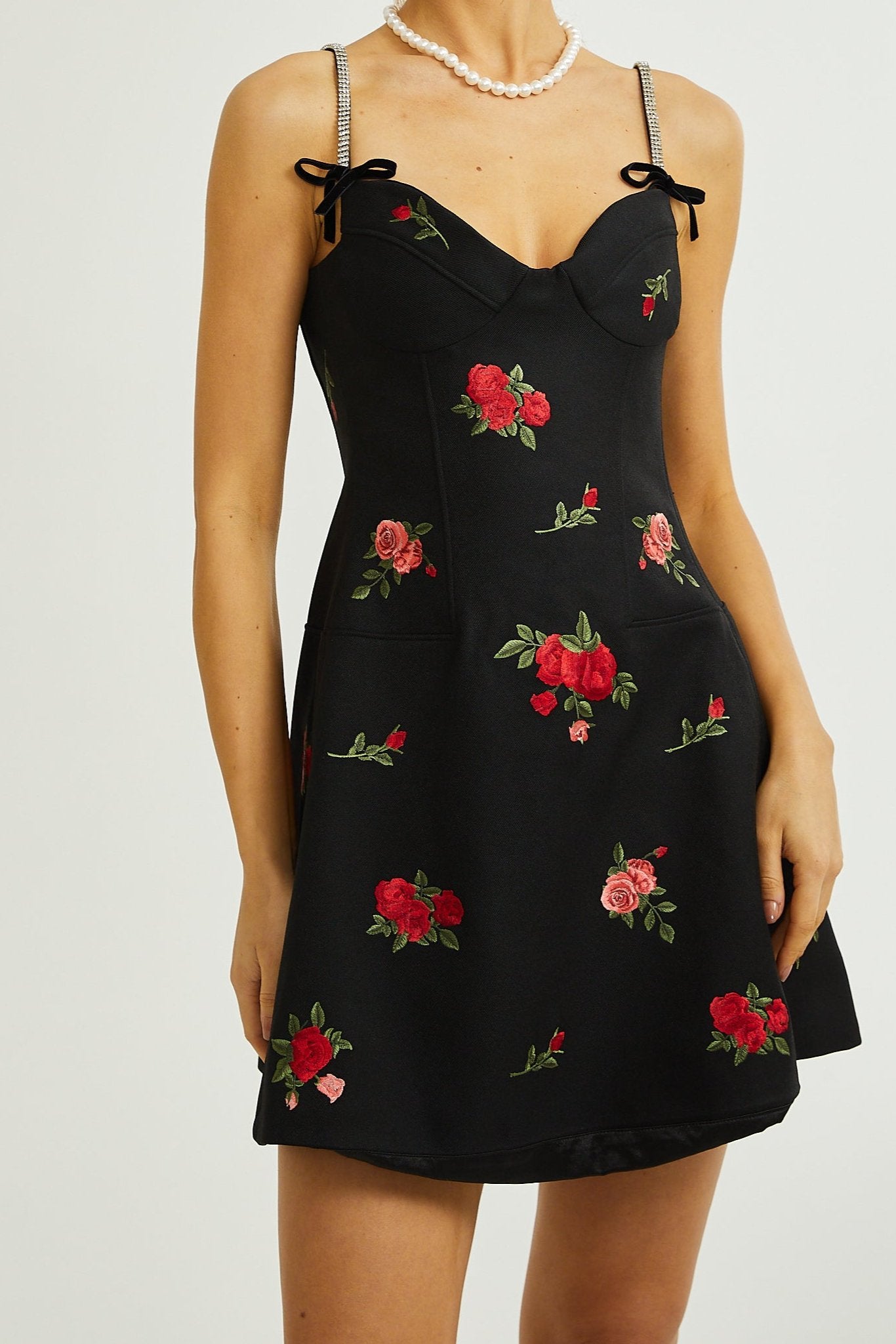 JOVANNA EMBROIDERED MINI DRESS, FLORAL A-LINE