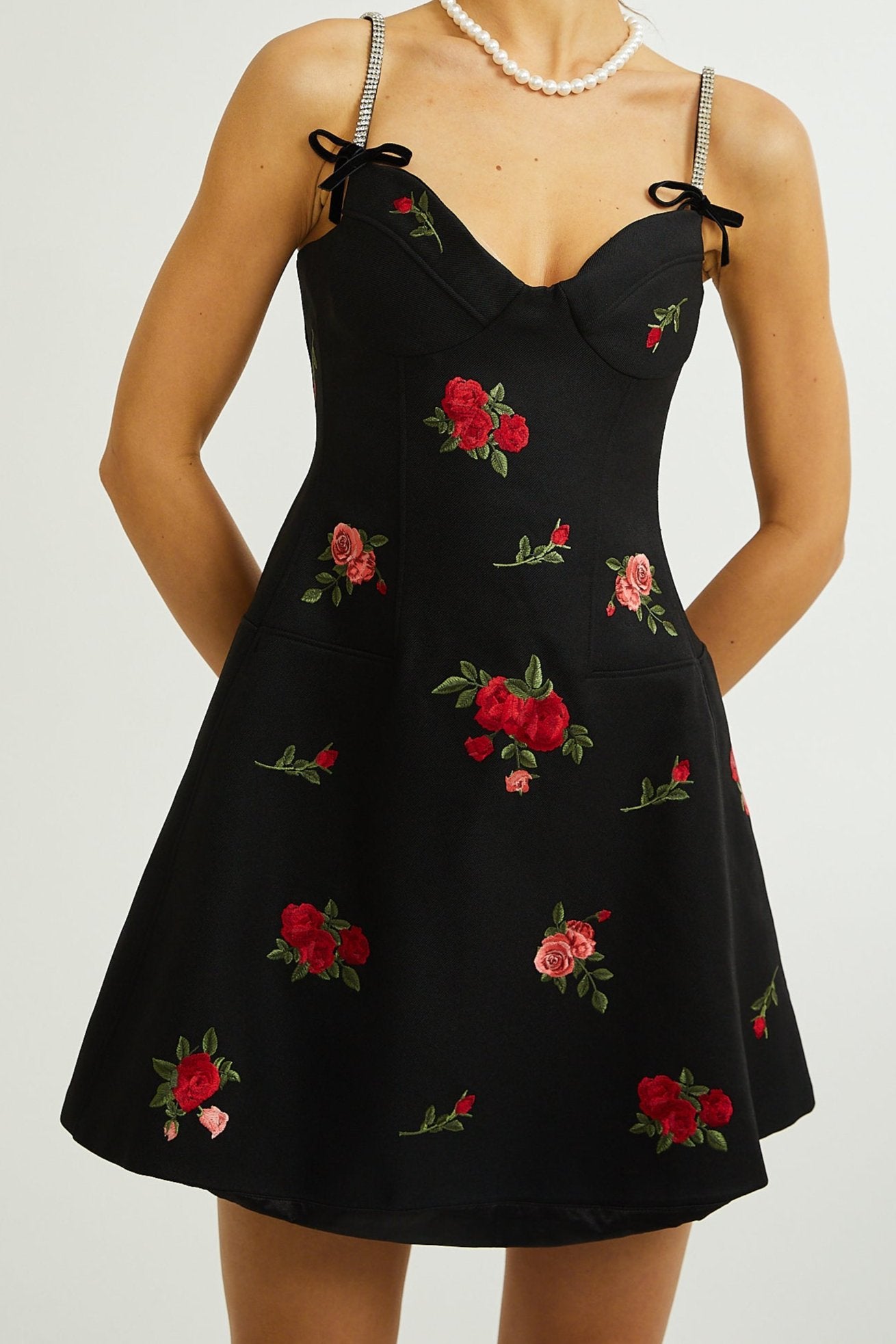 JOVANNA EMBROIDERED MINI DRESS, FLORAL A-LINE