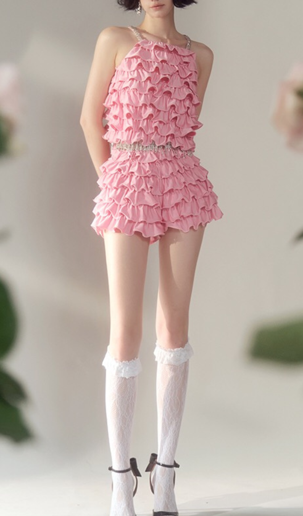 2024-04-09T162059.025 RUFFLE EMBELLISHED SHORTS SET, PINK PARTY OUTFIT