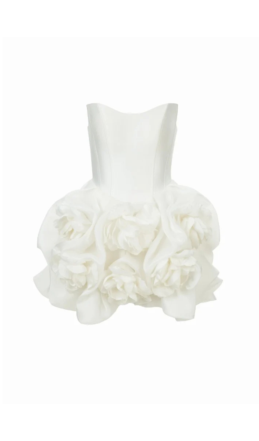 FLORAL LACE STRAPLESS MINI WHITE WEDDING DRESS