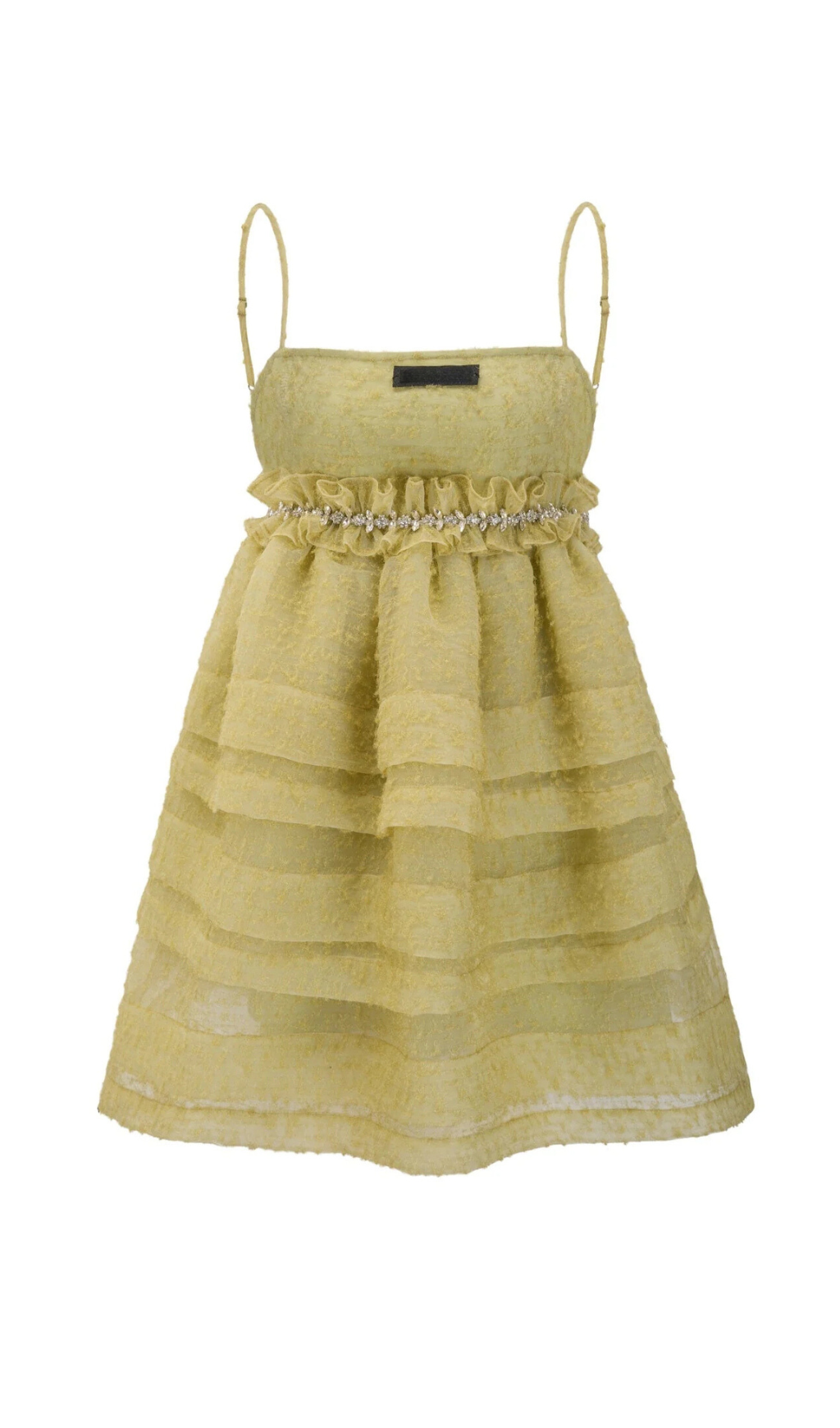 GREEN TEXTURED CAMI MINI DRESS FOR PARTIES