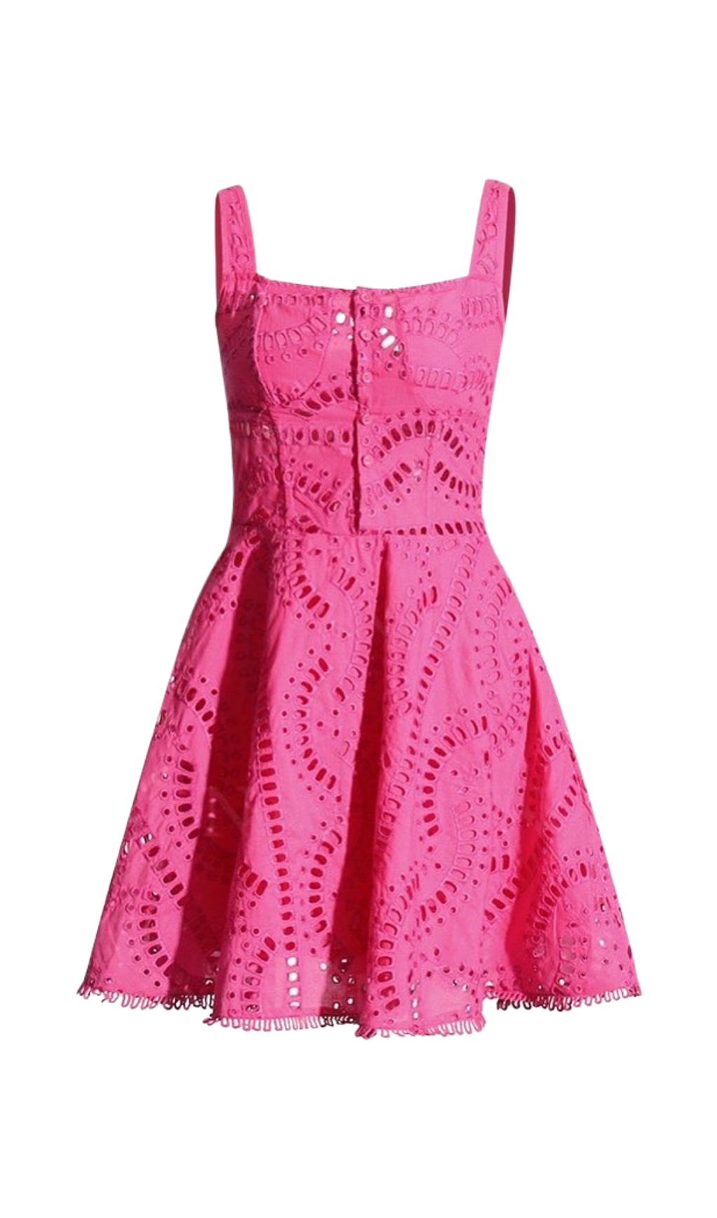 EMBROIDERED HOLLOW MINI DRESS HOT PINK PARTY