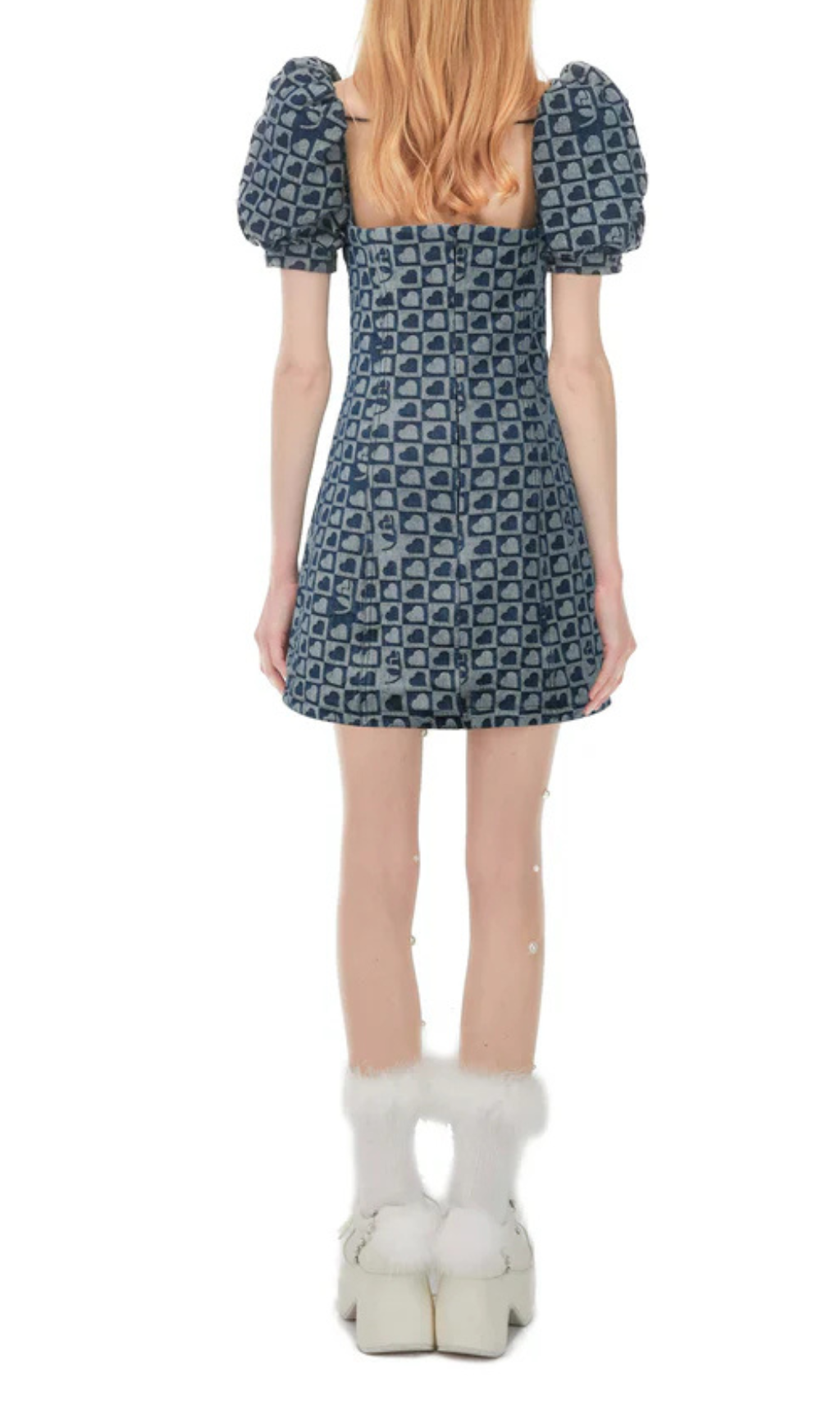 PEARL DENIM MINI DRESS FOR A PRINCESS LOOK