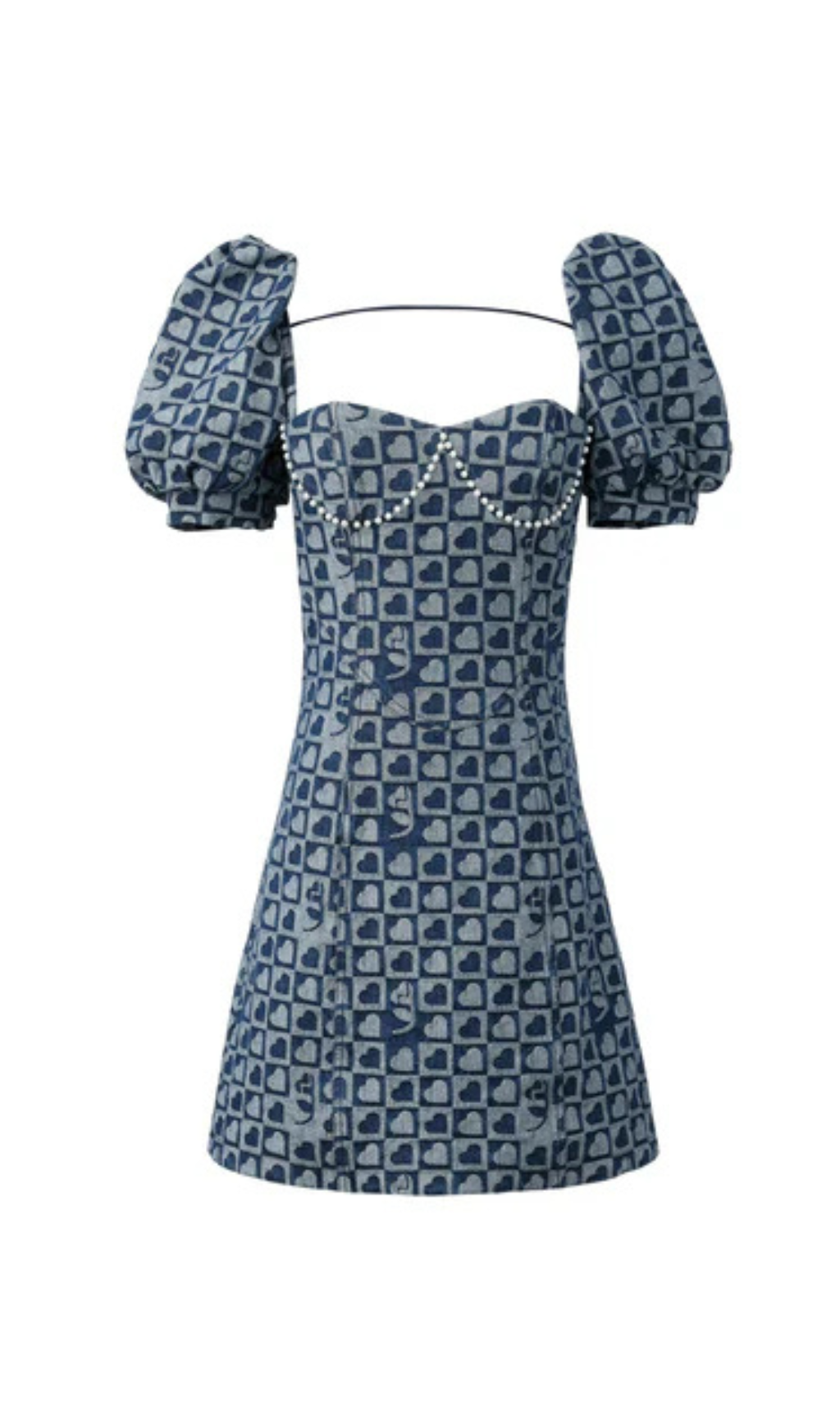 PEARL DENIM MINI DRESS FOR A PRINCESS LOOK