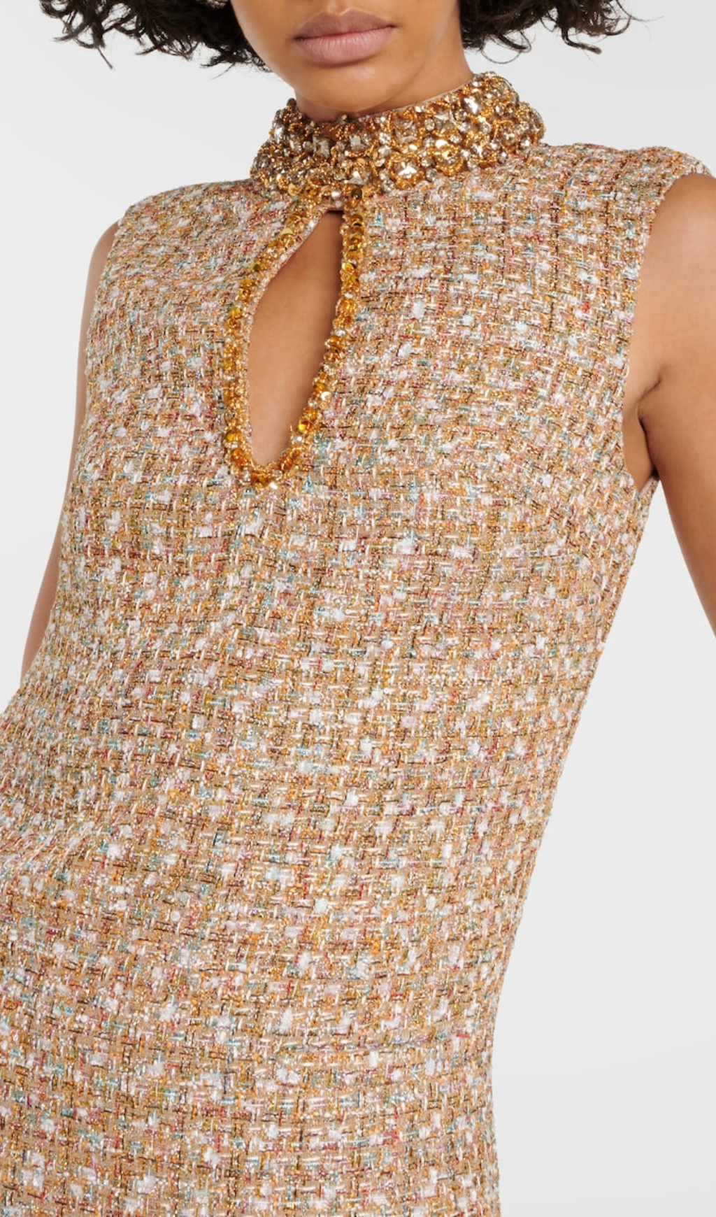 EMBELLISHED BOUCLÉ MINI DRESS FOR PARTY