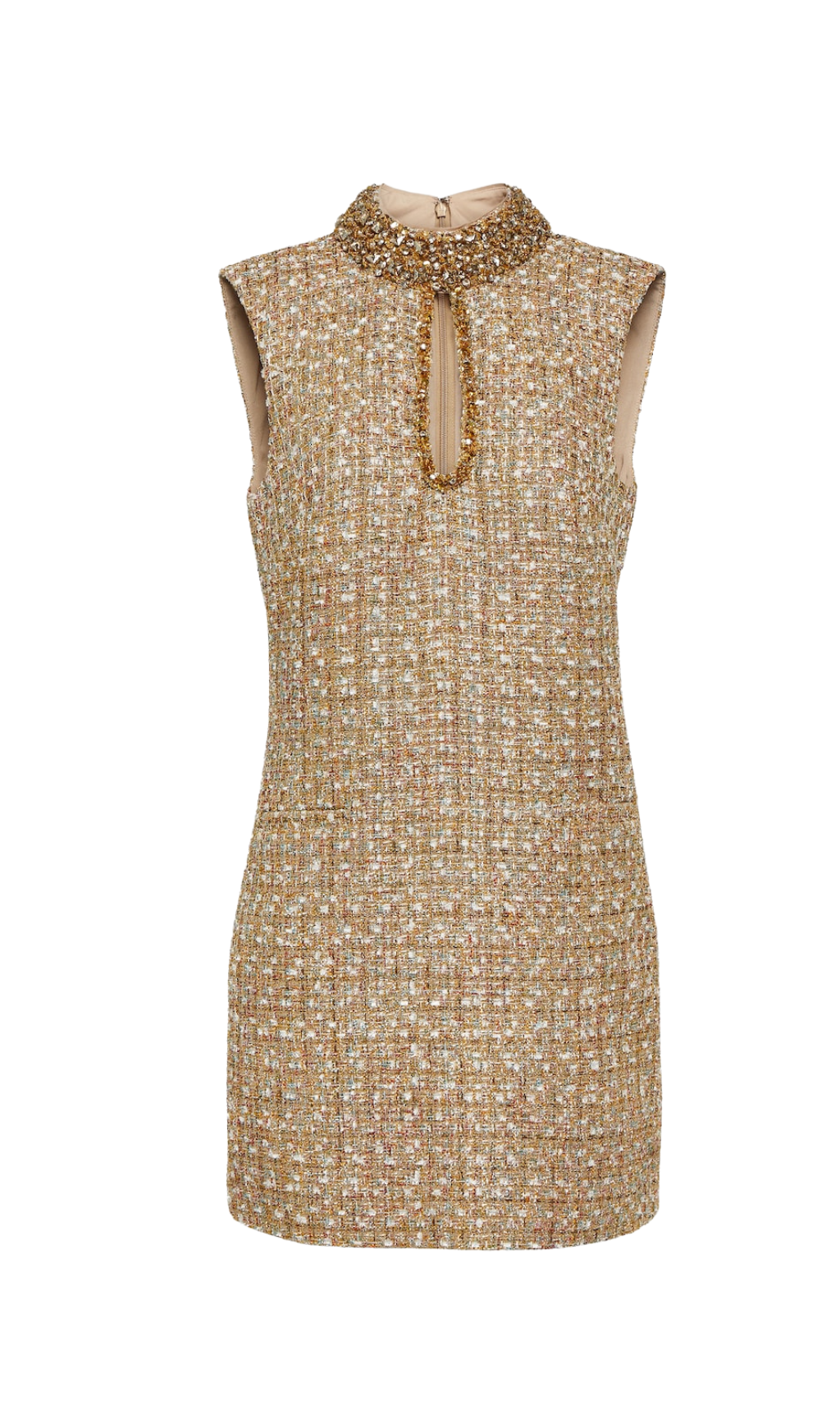 EMBELLISHED BOUCLÉ MINI DRESS FOR PARTY