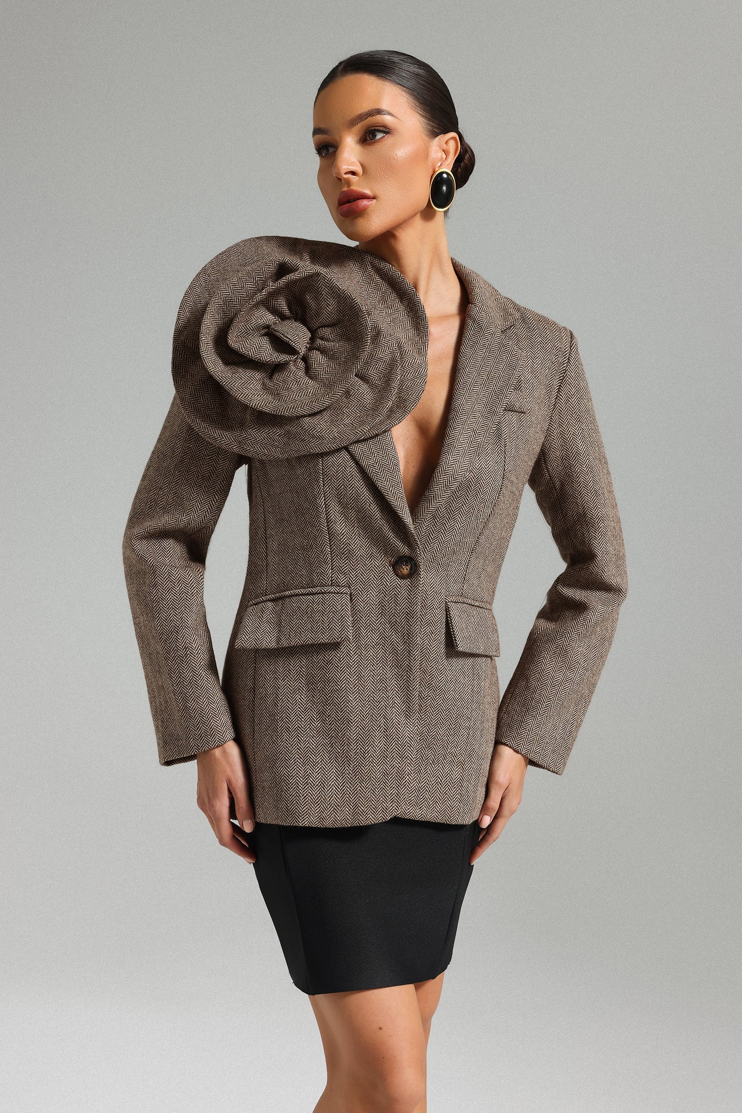 SADA BROWN FLOWER BLAZER FOR WEDDING PARTY