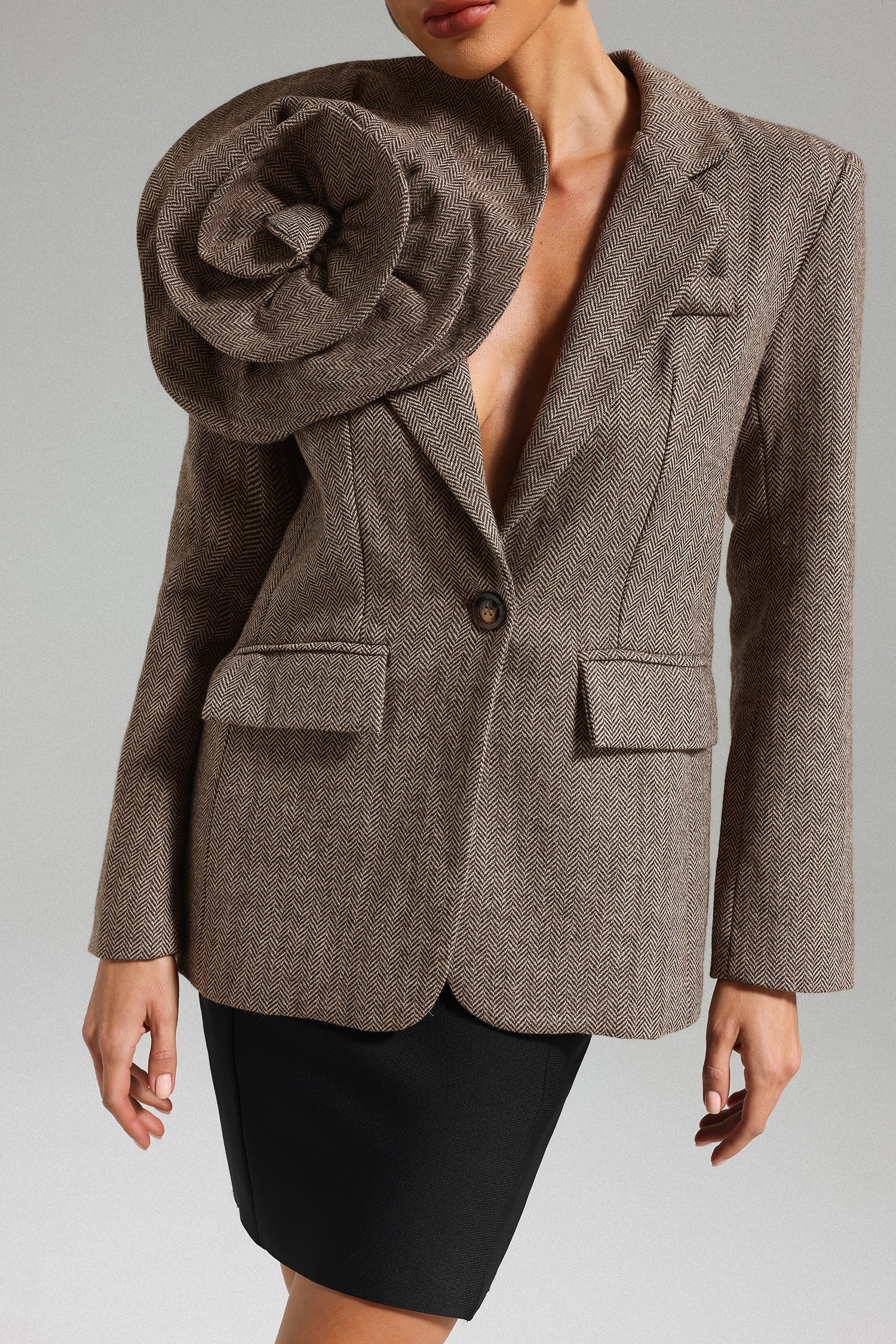 SADA BROWN FLOWER BLAZER FOR WEDDING PARTY