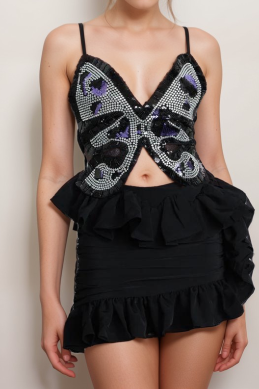 VITTORIA EMBELLISHED BUTTERFLY TOP FOR EVENING