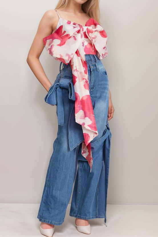STÉPHANIE BOWKNOT CROPPED TOP - BLACK WEDDING GUEST
