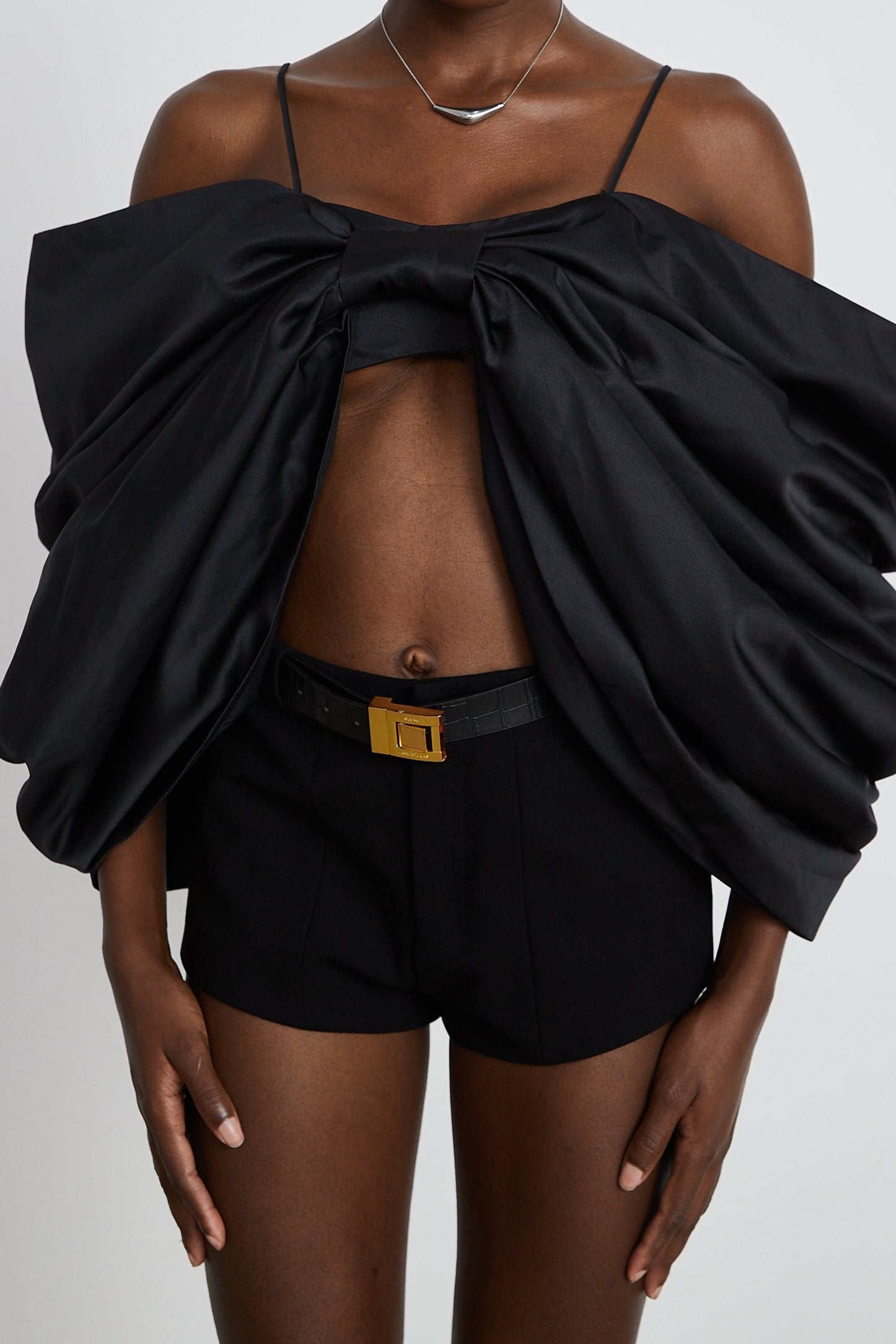 BLACK BOWKNOT SCOOP-BACK TOP, ELEGANT DATE NIGHT