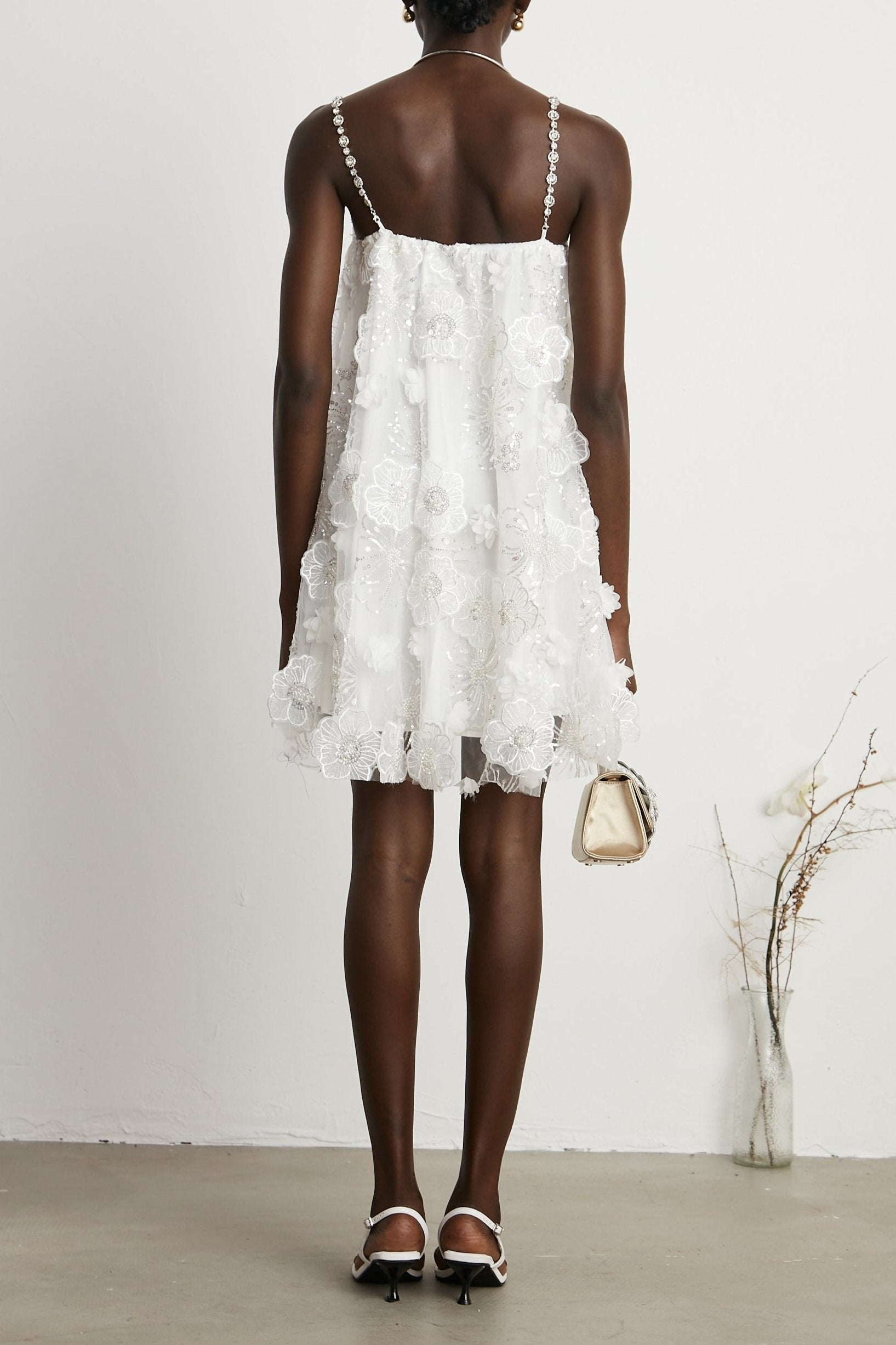 SUZETTE CRYSTAL FLORAL MINI DRESS FOR PARTY