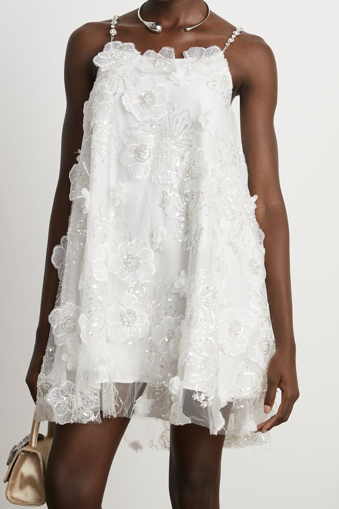 SUZETTE CRYSTAL FLORAL MINI DRESS FOR PARTY