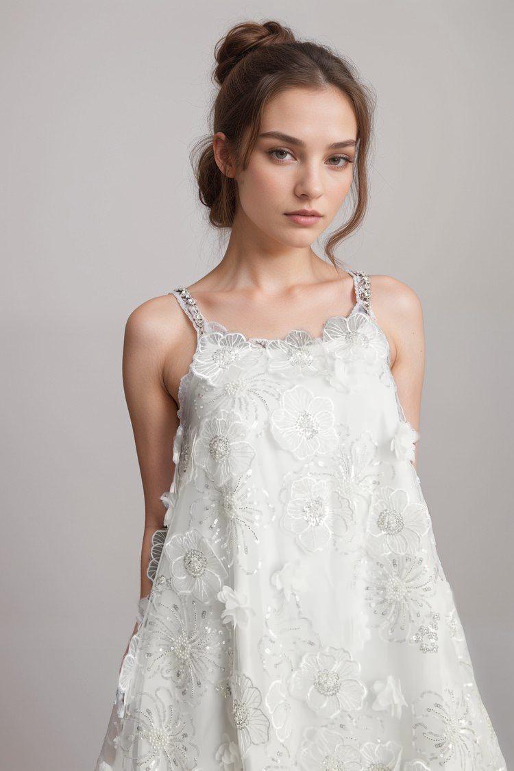 SUZETTE CRYSTAL FLORAL MINI DRESS FOR PARTY