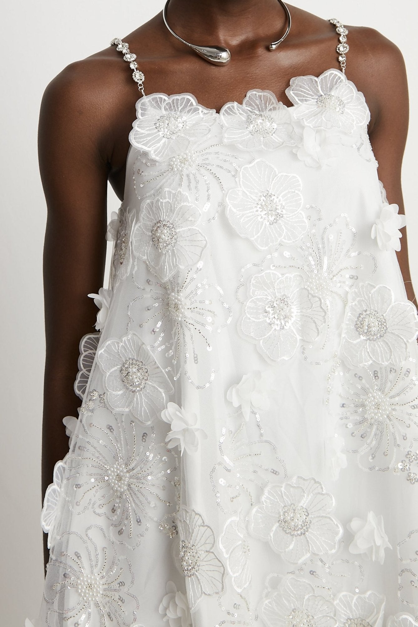 SUZETTE CRYSTAL FLORAL MINI DRESS FOR PARTY