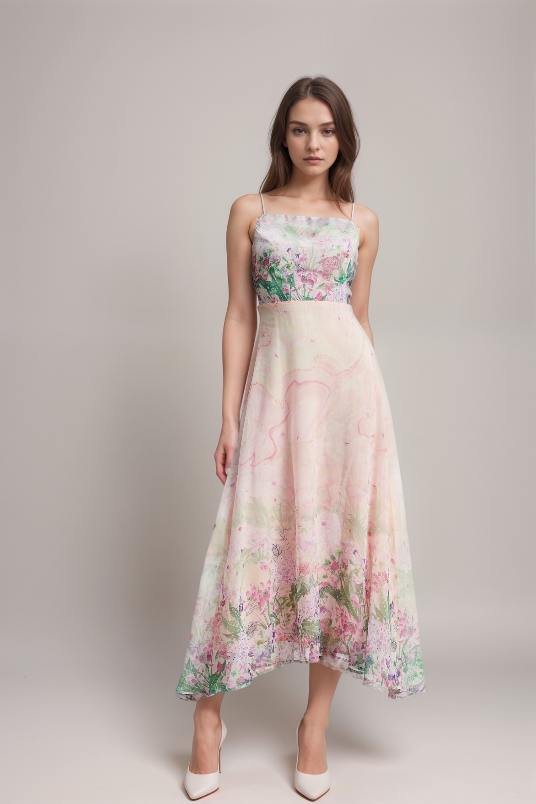 PRISCILLE FLORAL MIDI DRESS FOR WEDDING GUEST