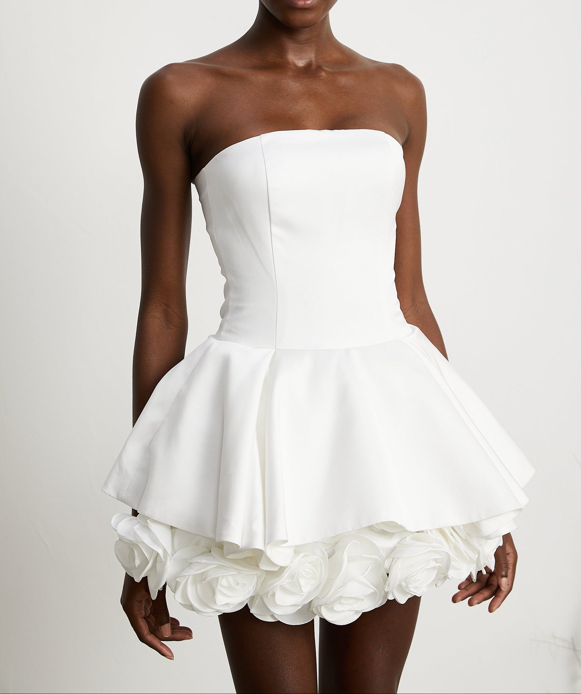 LUCIE WHITE PETAL CORSET MINI DRESS FOR PARTY