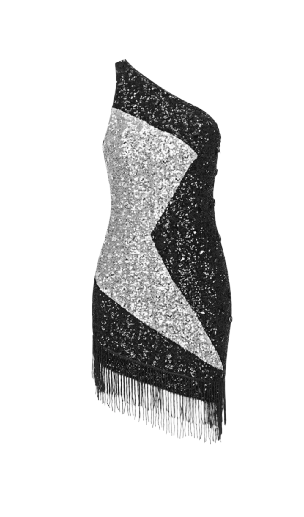 AGLAIA ONE-SHOULDER SEQUIN COCKTAIL DRESS