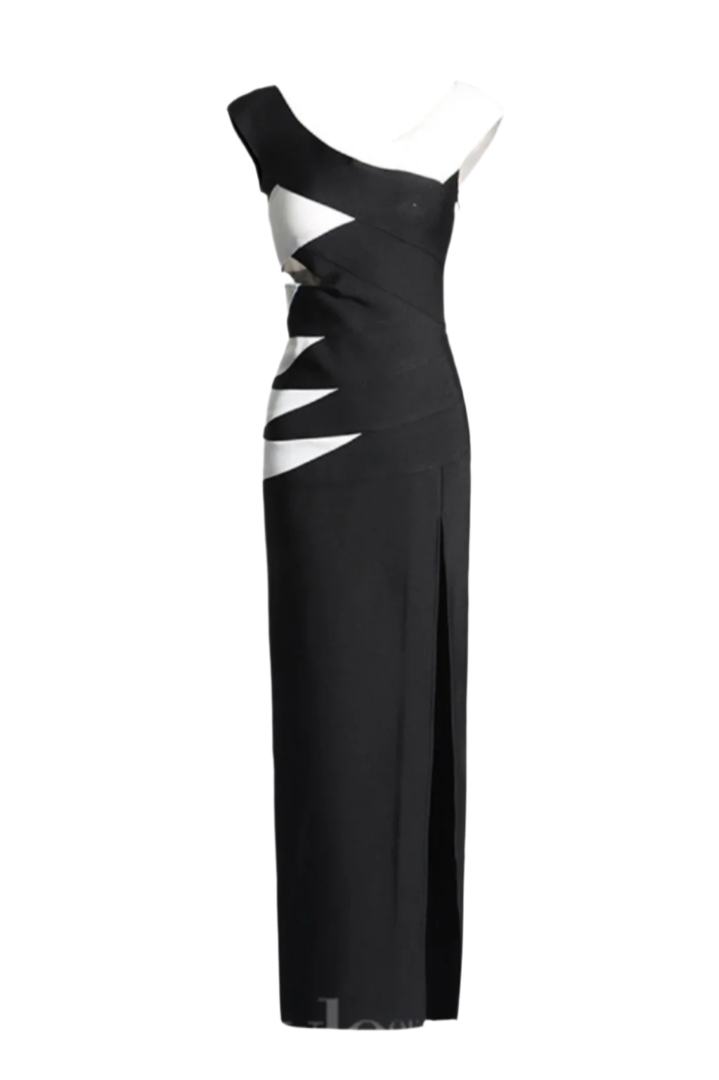 KORINA OFF-SHOULDER CUTOUT SLIT DRESS BLACK