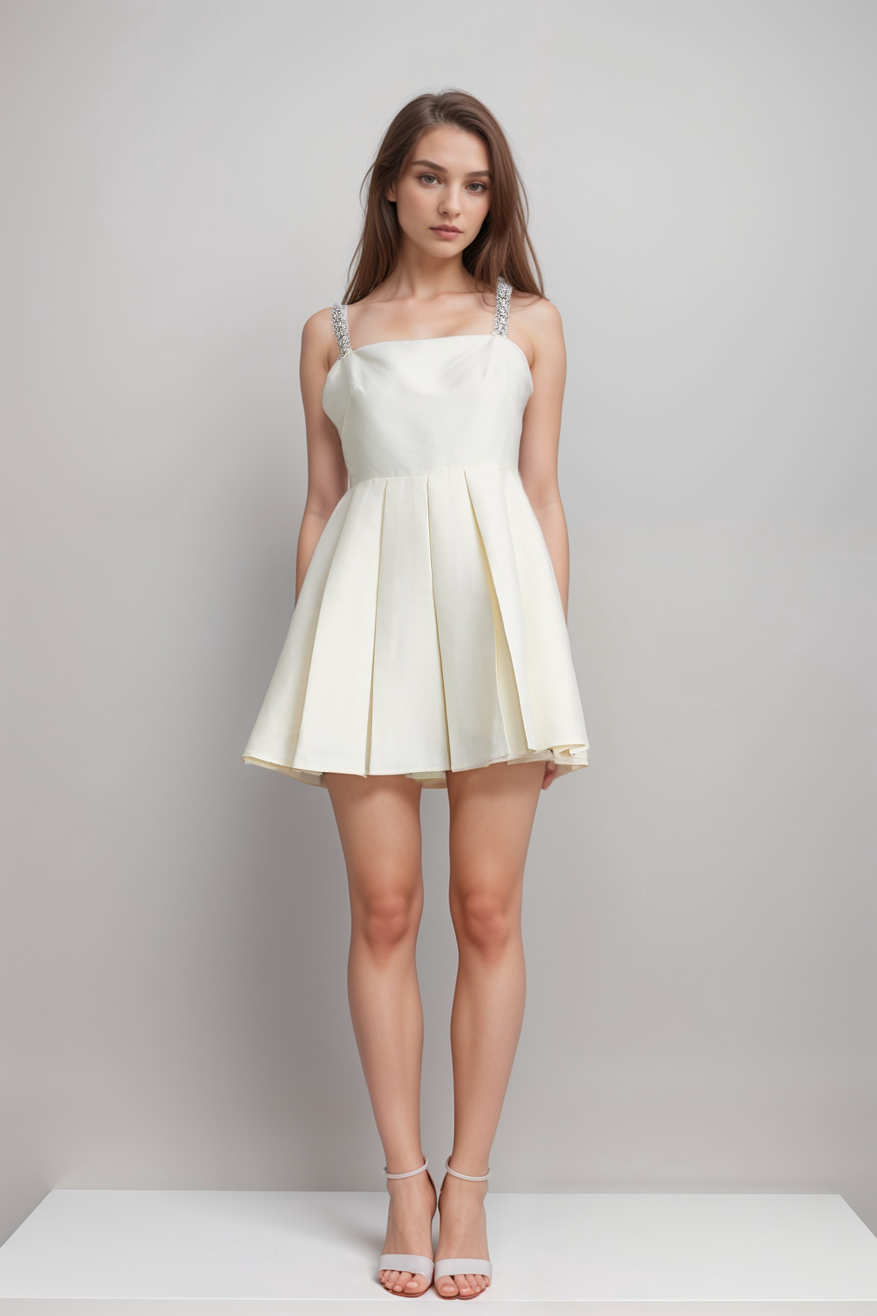 LUDIVINE CRYSTAL PLEATED EVENING DRESS